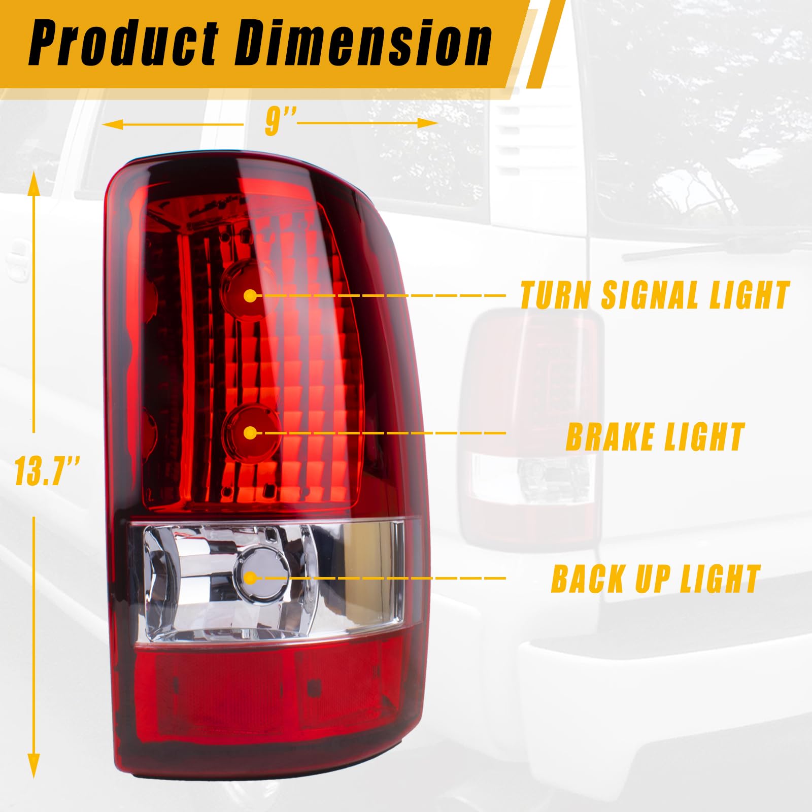 Boine Tail Light Set for 2000-2006 Chevy Tahoe Suburban GMC Yukon - Black, Model BE111, Driver & Passenger Side Brake Lamps
