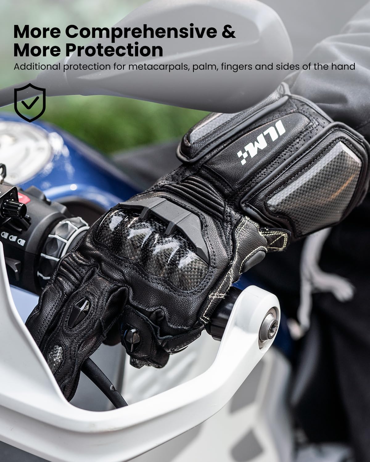 Ilm Air Flow Leather Motorcycle Gloves For Men And Women Model-Grc01L (Xl, Black-Long)