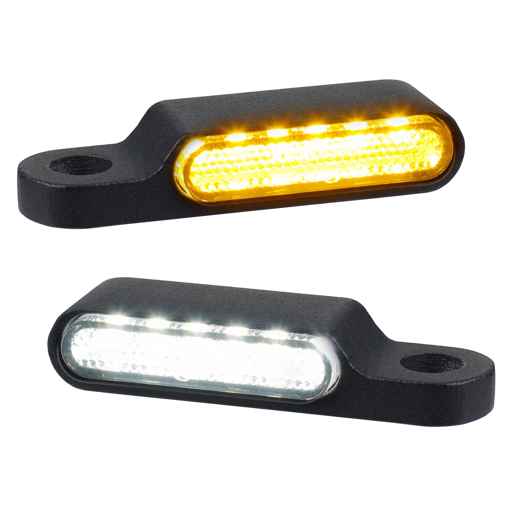 NTHREEAUTO Handlebar LED Turn Signals Mini Motorcycle Blinkers Front Running Light Universal Compatible with Harley Sportster Dy