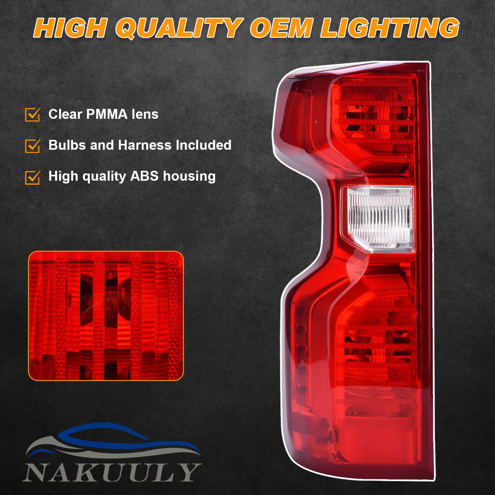 Nakuuly Tail Light Rear Lamp Compatible With 2019 2020 2021 2022 2023 Chevy Silverado 1500 2500Hd 3500Hd Halogen Type Non-Led Mo