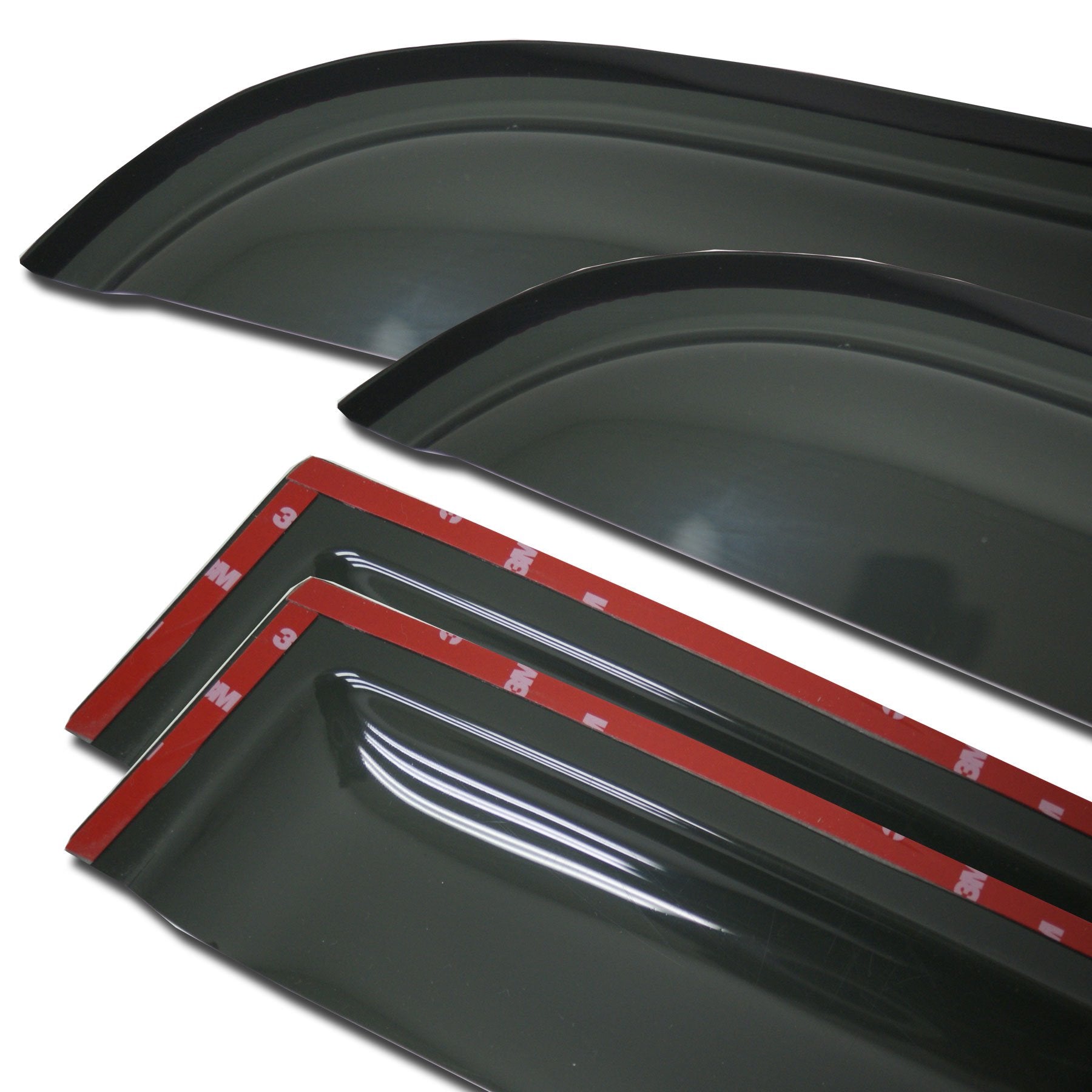 TuningPros WV-030-5 Window Visor Deflector Rain Guard Dark Smoke 4-pc Set