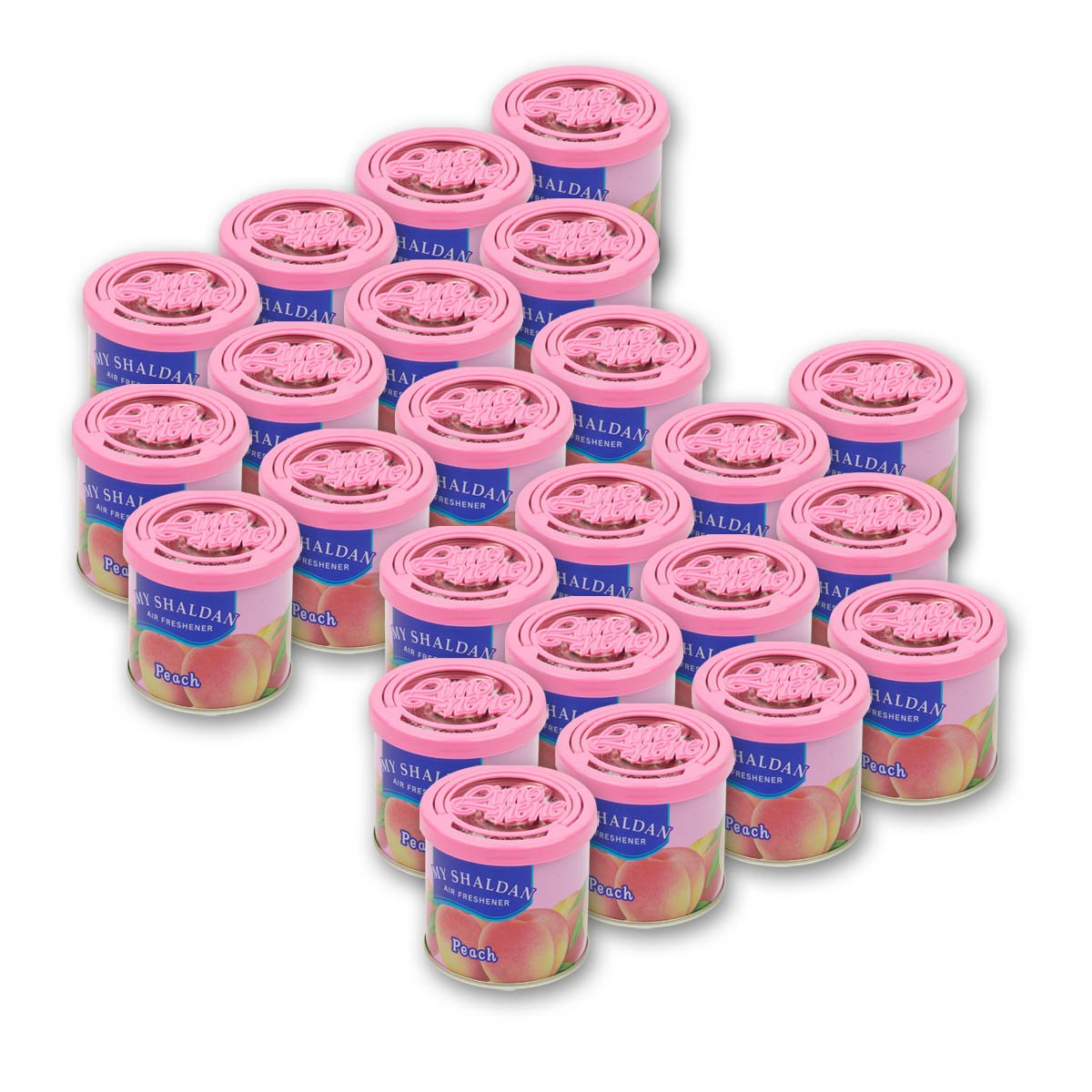 Auto Dynasty Pack Of 24 My Shaldan Japanese Car Cup-Holder Natural Air Freshener Cans (Peach Scented)