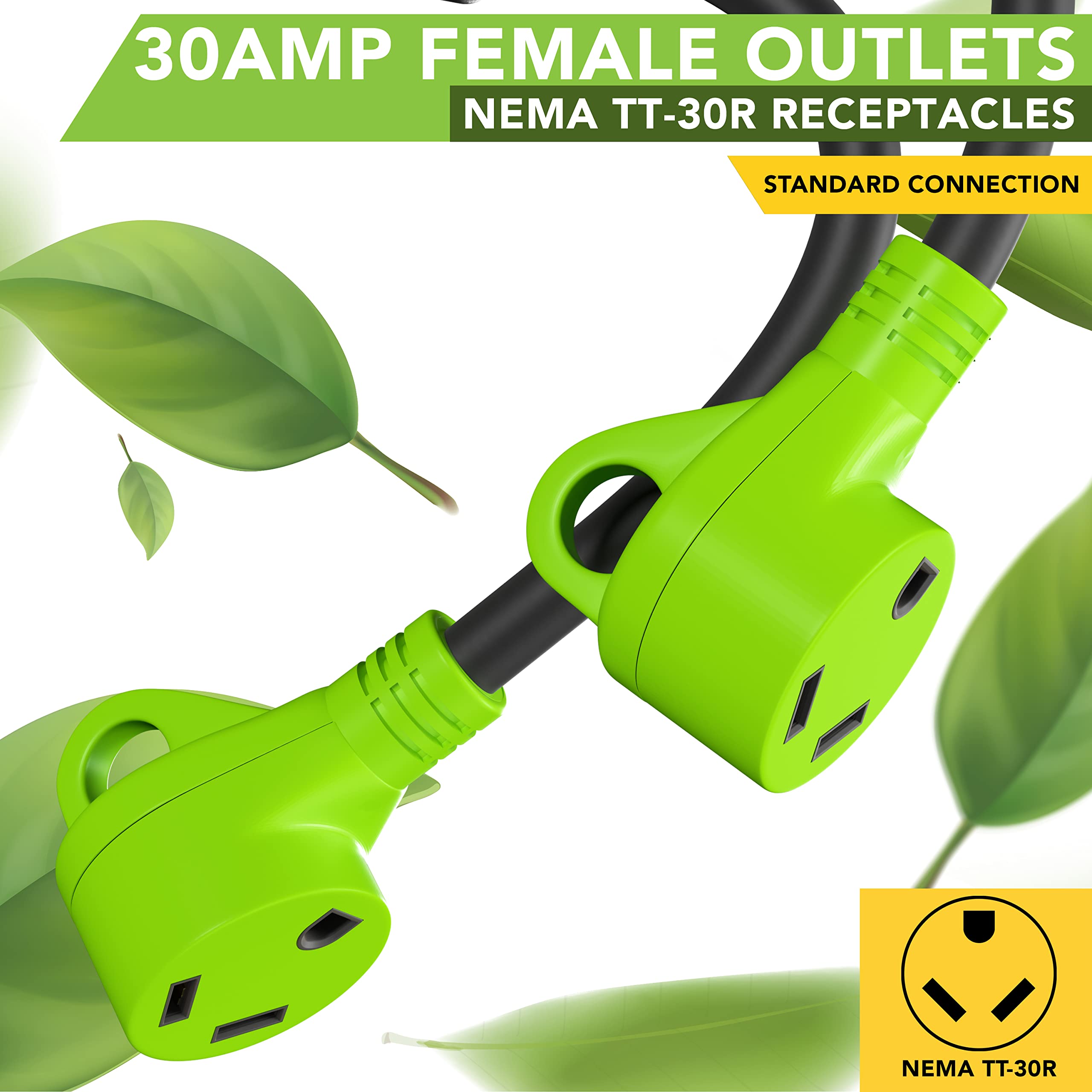 Leisure Cords 24'' RV Y Adapter Cord - 30 Amp Male to Two 30 Amp Female, 2.5 Feet, Pack of 1