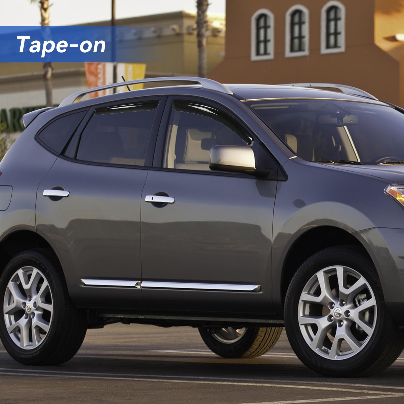 YQAUTEC Window Visors Rain Guards for 2009-2013 Nissan Rogue, Smoked Acrylic, Model YD-189, Out-Channel Vent Deflectors