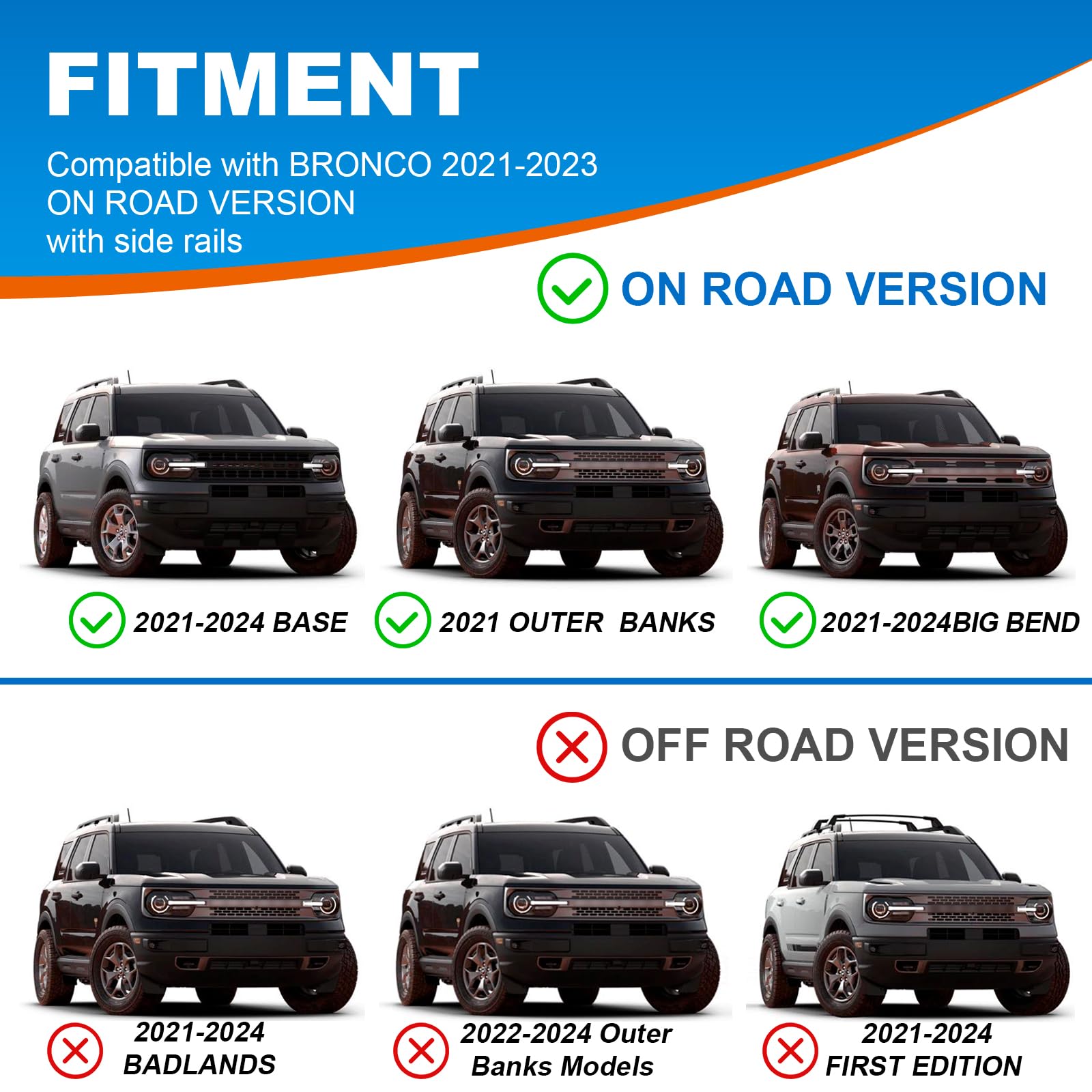 Fengyu Roof Rack Cross Bars Compatible With Ford Bronco Sport Base & Bigbend & Outer Banks (On Road) 2021 2022 2023 2024 Aluminu