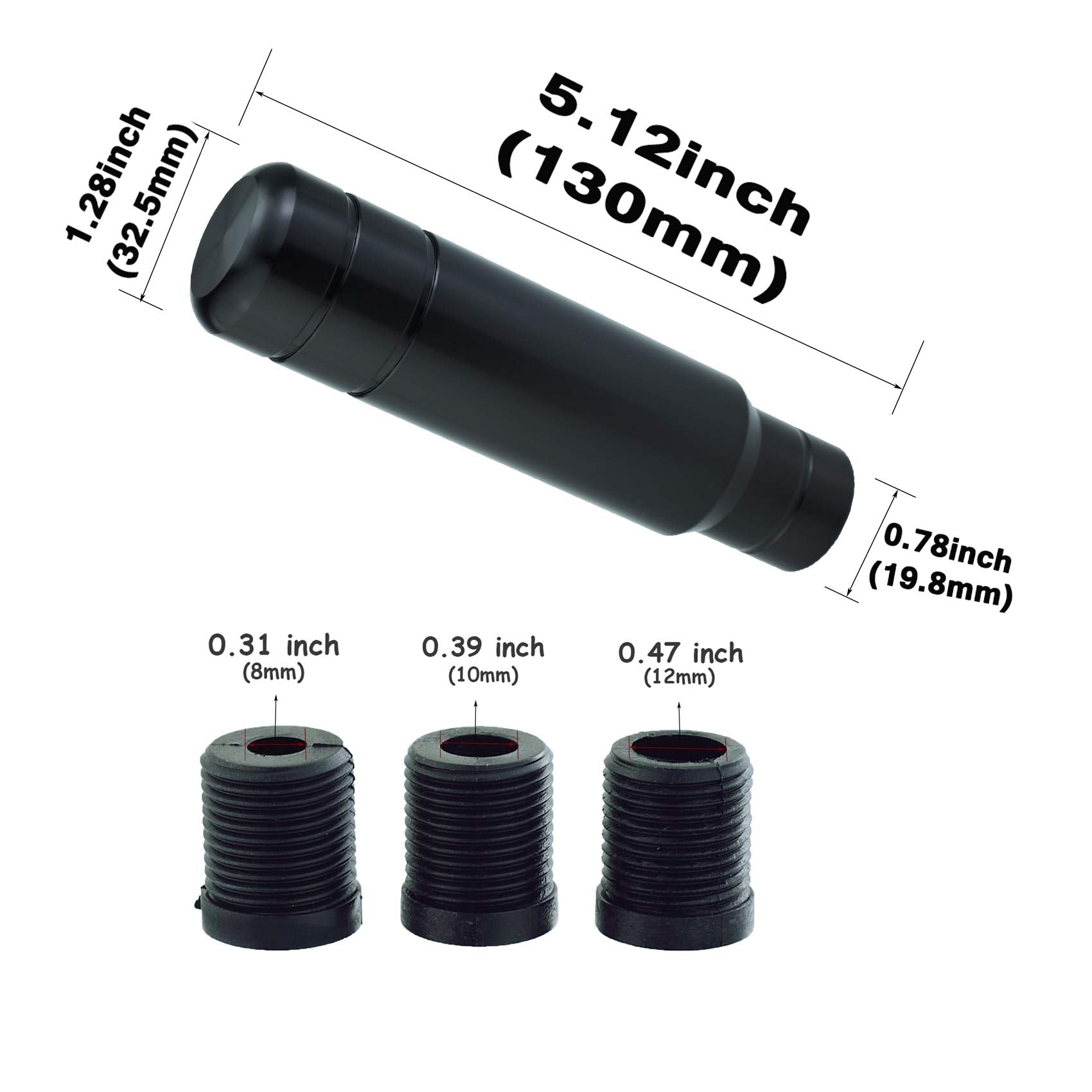 Abfer Metal Heavy Shift Knob, 5'' Aluminum Alloy Weighted Gear Lever Stick Shifter Handle Fit Most Manual Vehicle (Black)