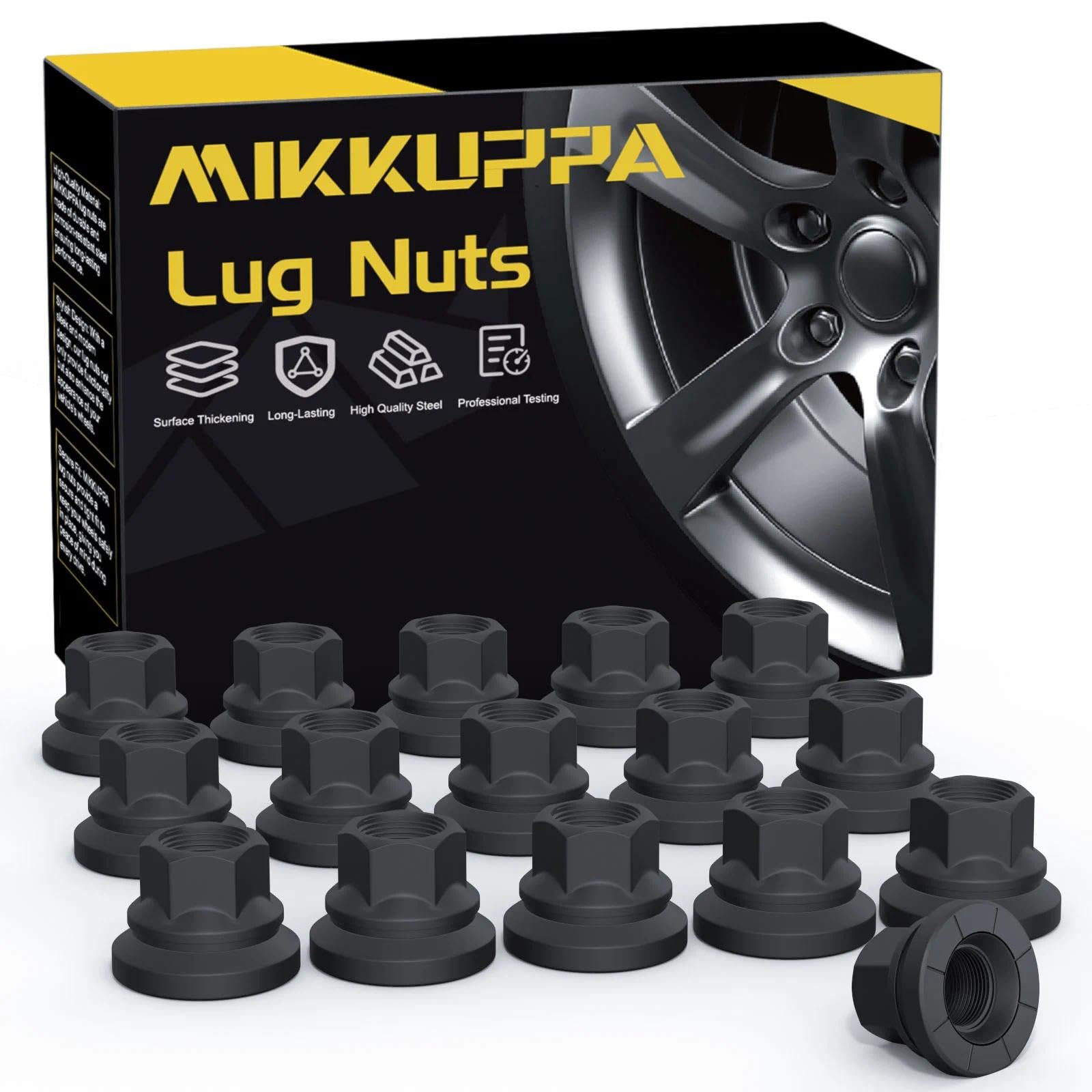 MIKKUPPA 16PCS M14x1.5 Wheel Lug Nuts, Replacement for 2003-2016 Ford F250 F350 F450 F550, 2003-2019 F53 Factory OEM Wheel, Blac