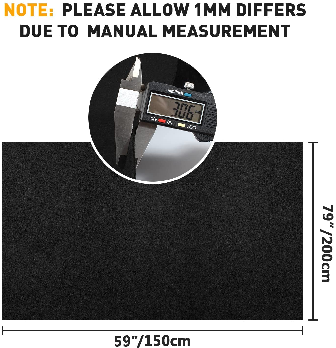 Halero 78'X59' Black Underfelt Carpet For Speaker,Sub Box Carpet Home, Auto, Rv, Boat, Marine, Truck, Car Trunk Felt Fabric Material