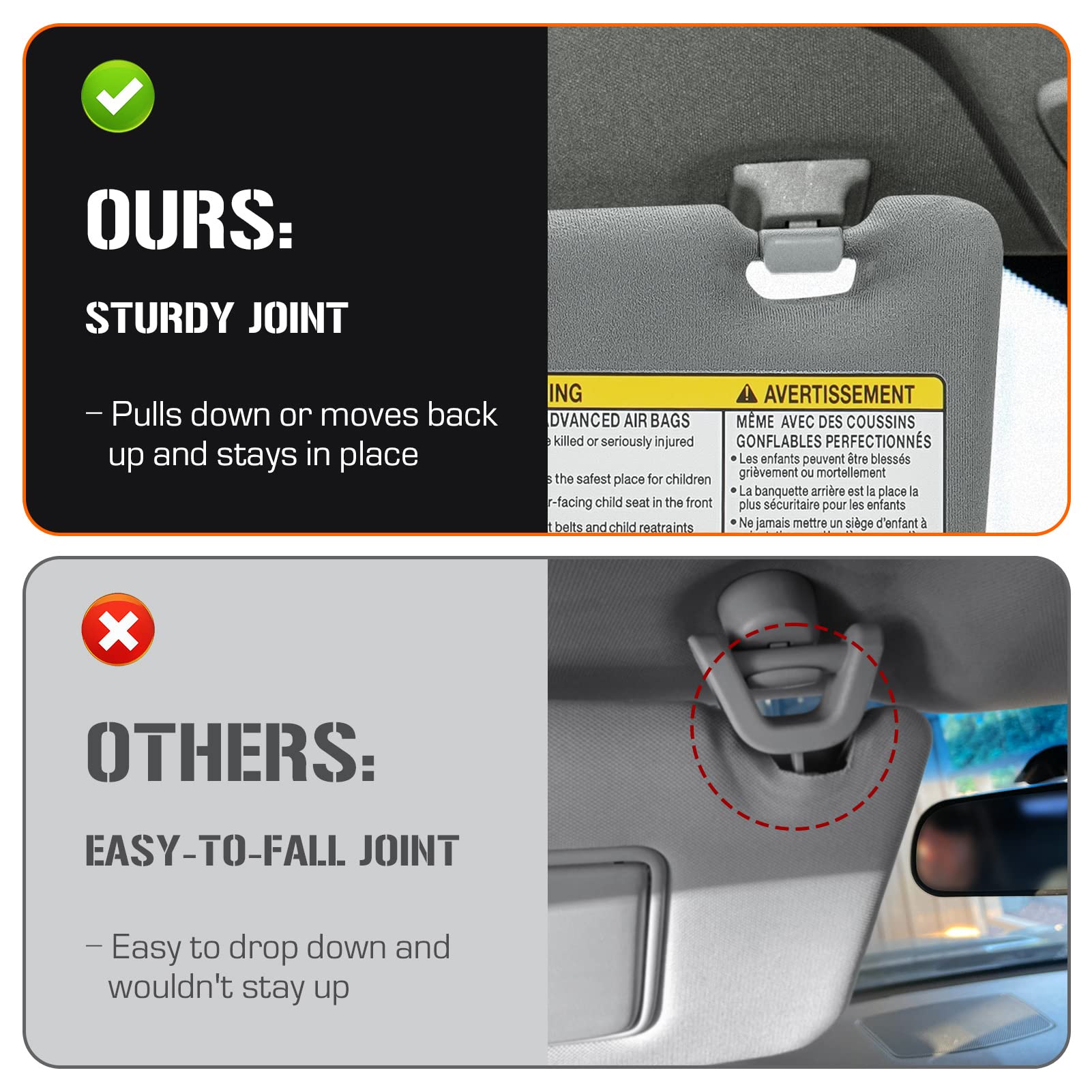 Left & Right Sun Visor for 2005-2015 Toyota Tacoma Without Light, Driver & Passenger Sides Gray Sunvisor Replacement 74320-35C10