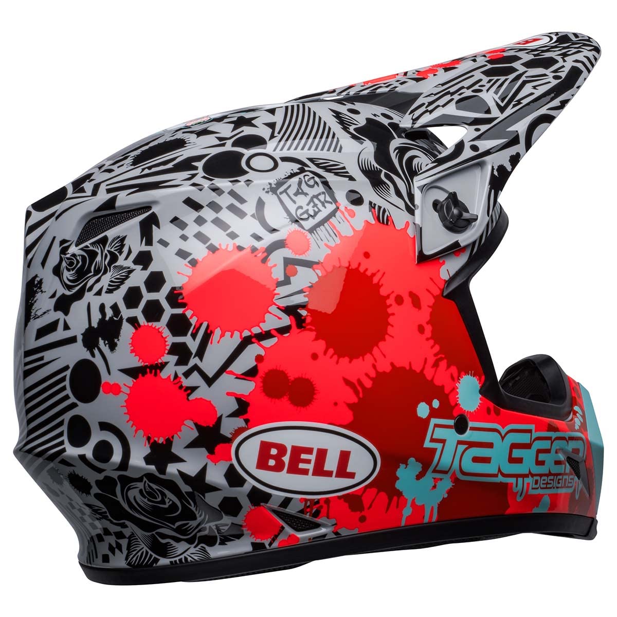 Bell Mx-9 Mips Dirt Helmet (Tagger Splatter Gloss Bright Red/Gray - Large)