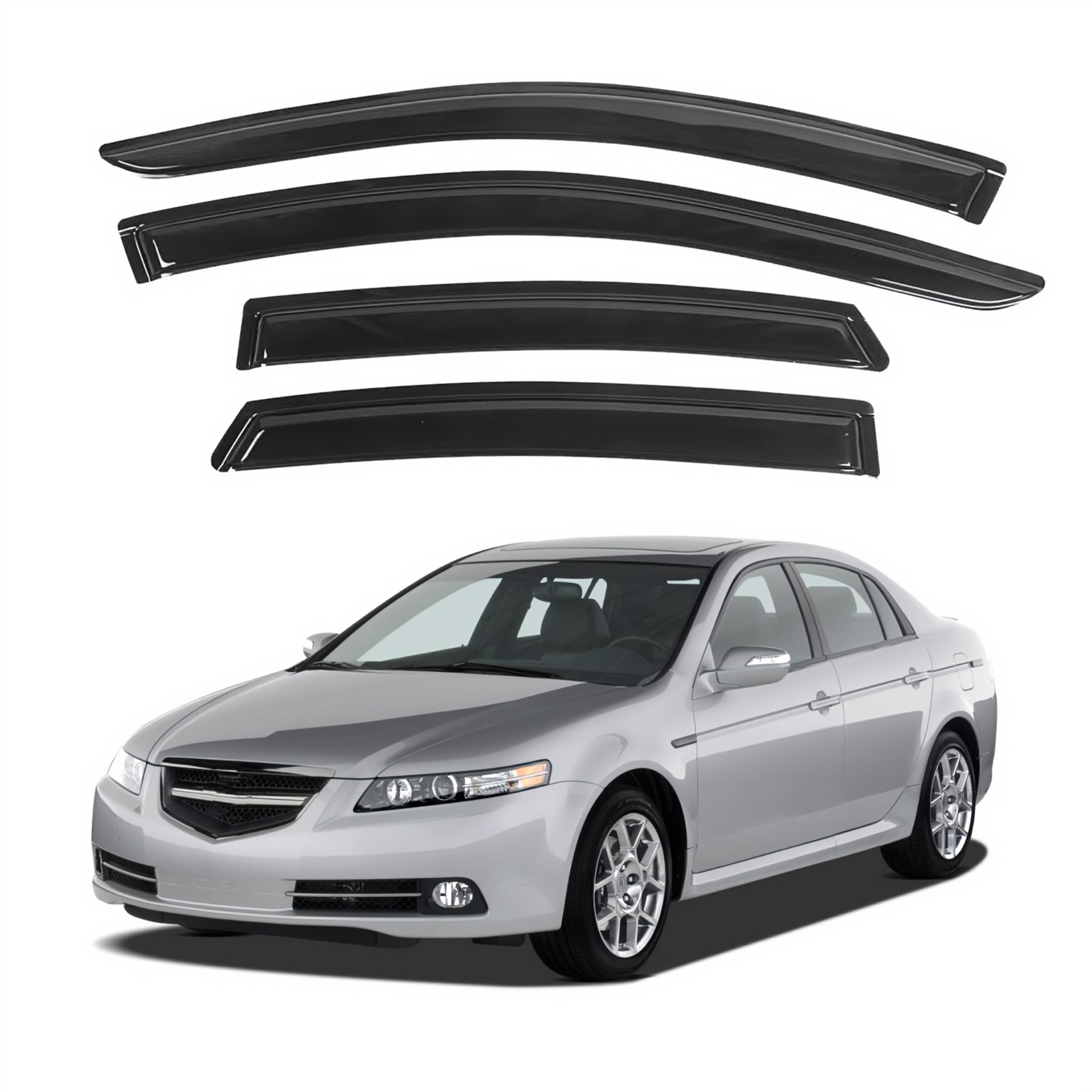 Ig Window Visor For Acura Tl 2004-2008, Rain Guard Tape-On Extra Durable Sun Wind Side Vent Window Deflector Mugen Style, 2004 2