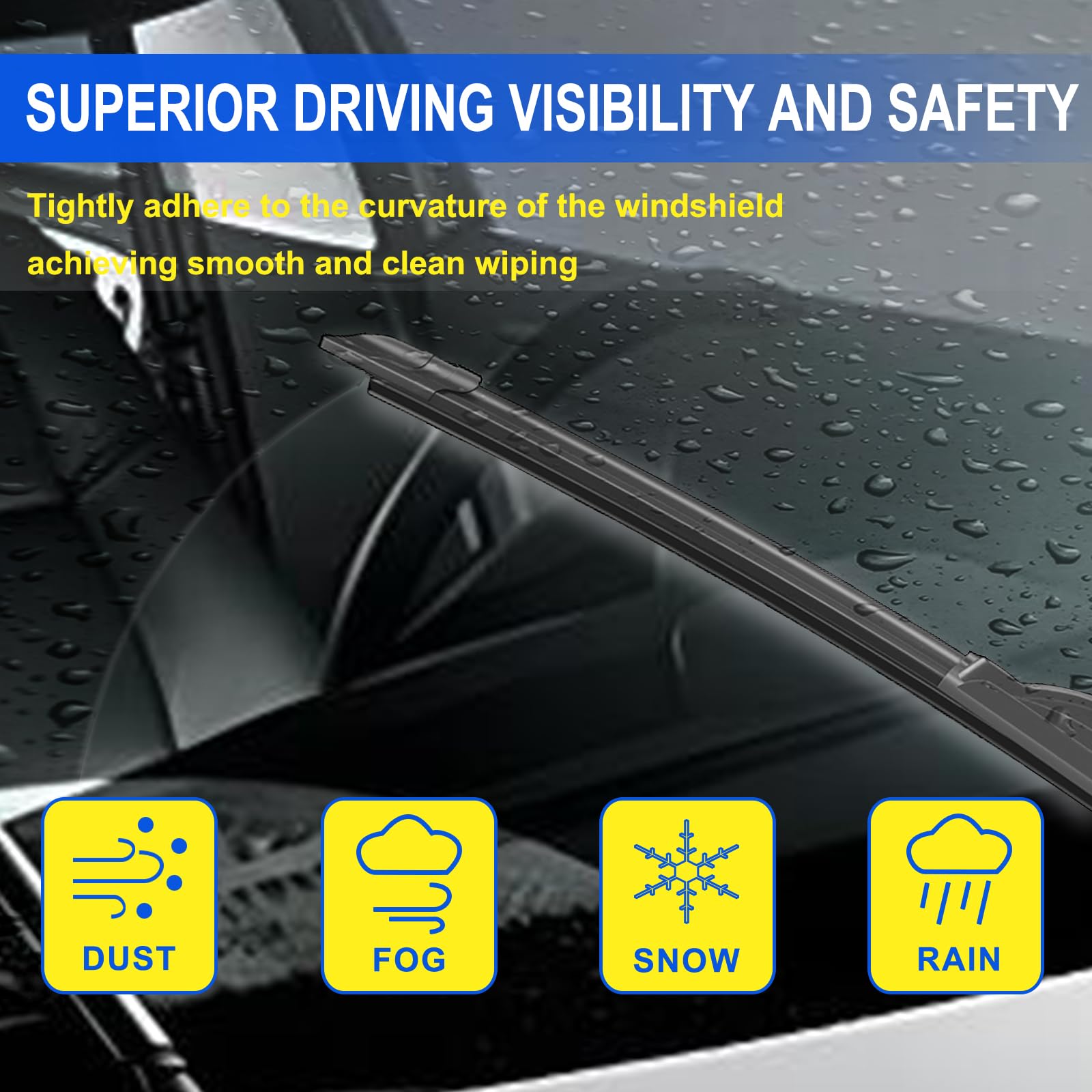 Oem Quality 26' + 16' Premium All-Seasons Durable Stable And Quiet Windshield Wiper Blades + 1 Year Warranty (Set Of 2)