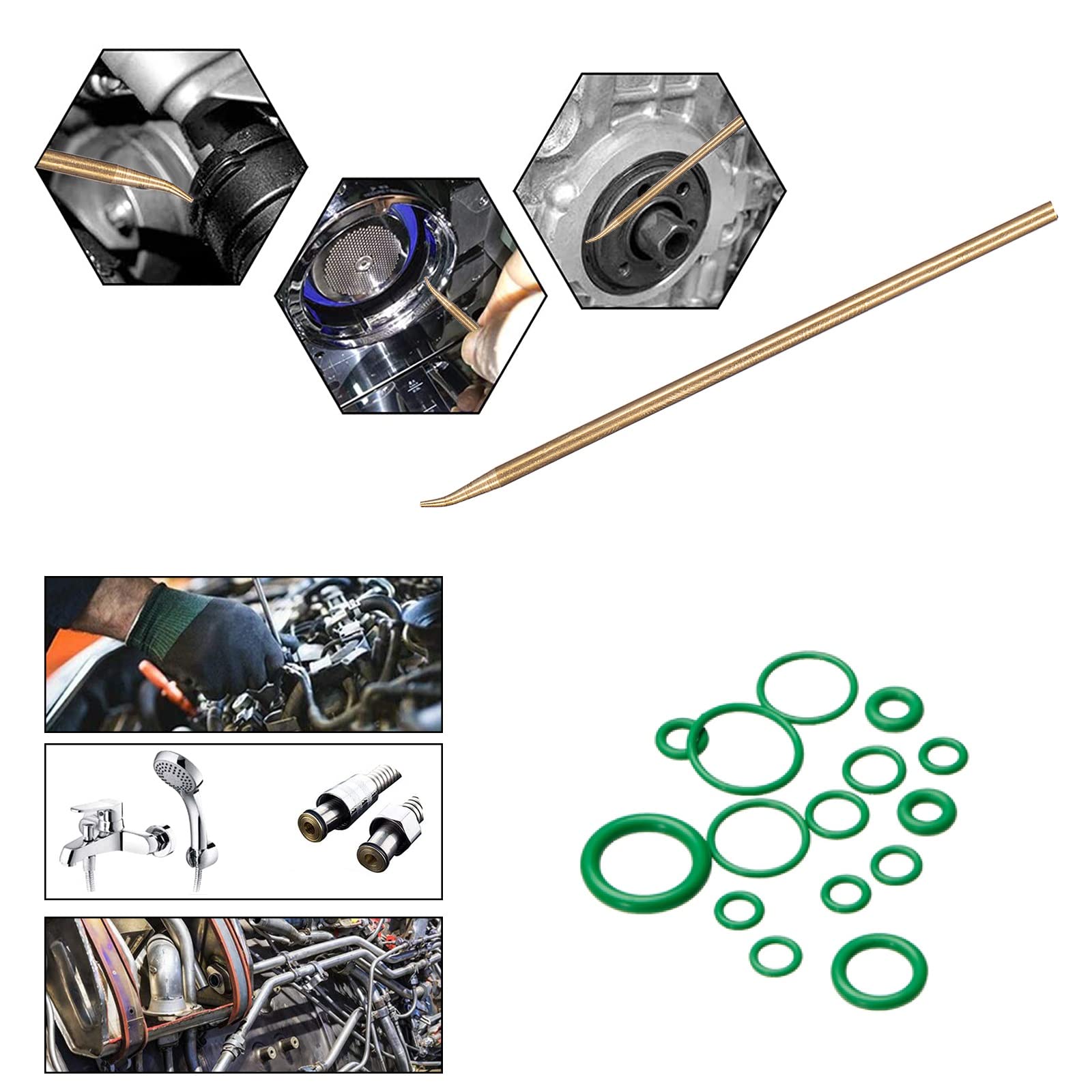 BUSY-CORNER 495 Pieces SAE Metric O Ring Kit with O-Ring Pick & Installation Tools Rubber Washer Orings for A/C Professional Plu