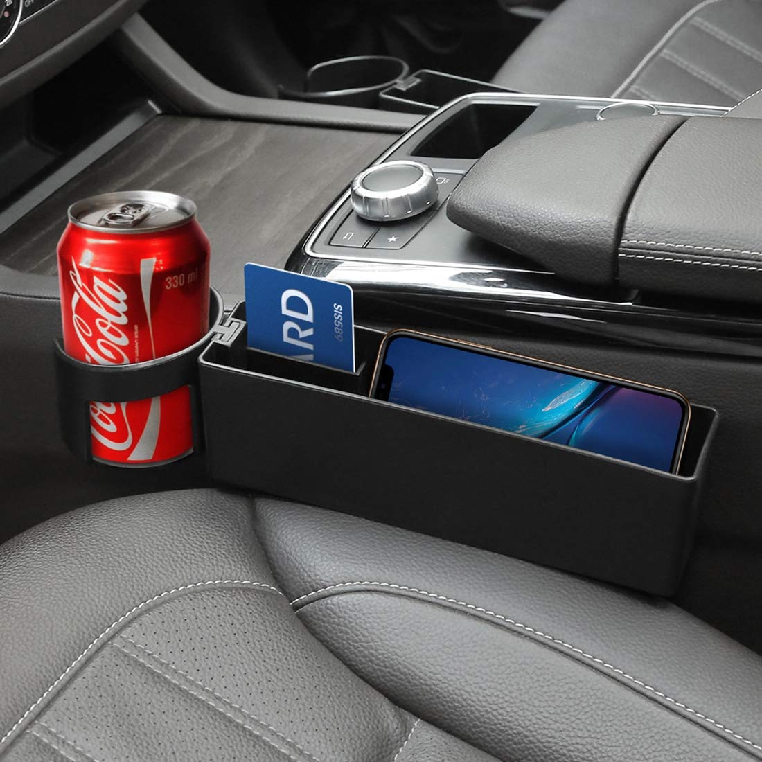 QGT Universal Car Multifunctional Console Side Pocket Seat Gap Side Storage Box (Black) (Color : Black)
