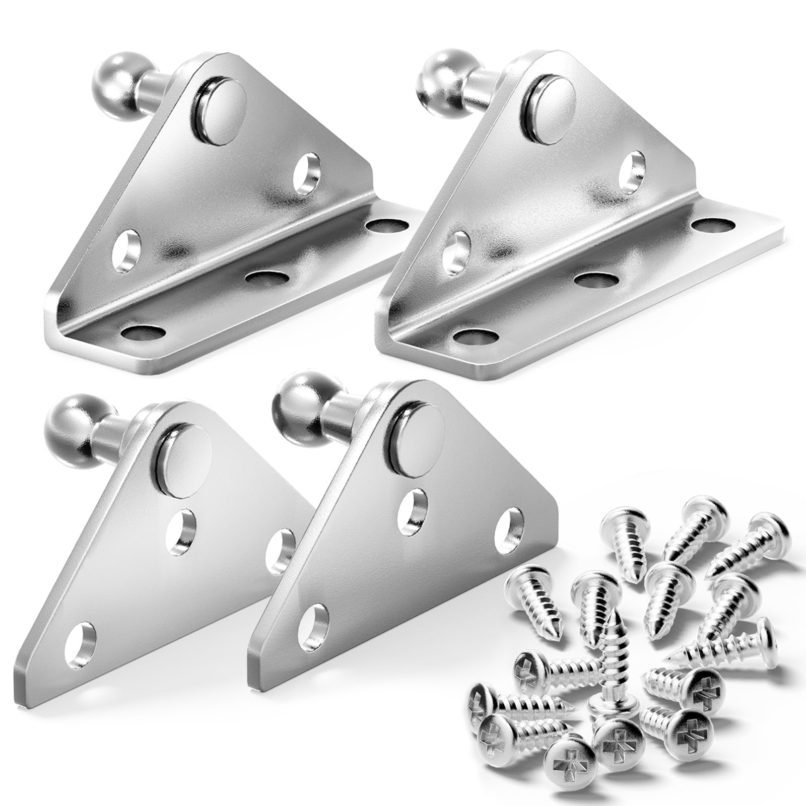 Vepagoo 10Mm Ball Stud Mounting Bracket For Gas Shock Spring Strut Prop Lift Support With 2Pcs L-Type, 2Pcs Flat-Type And 16Pcs