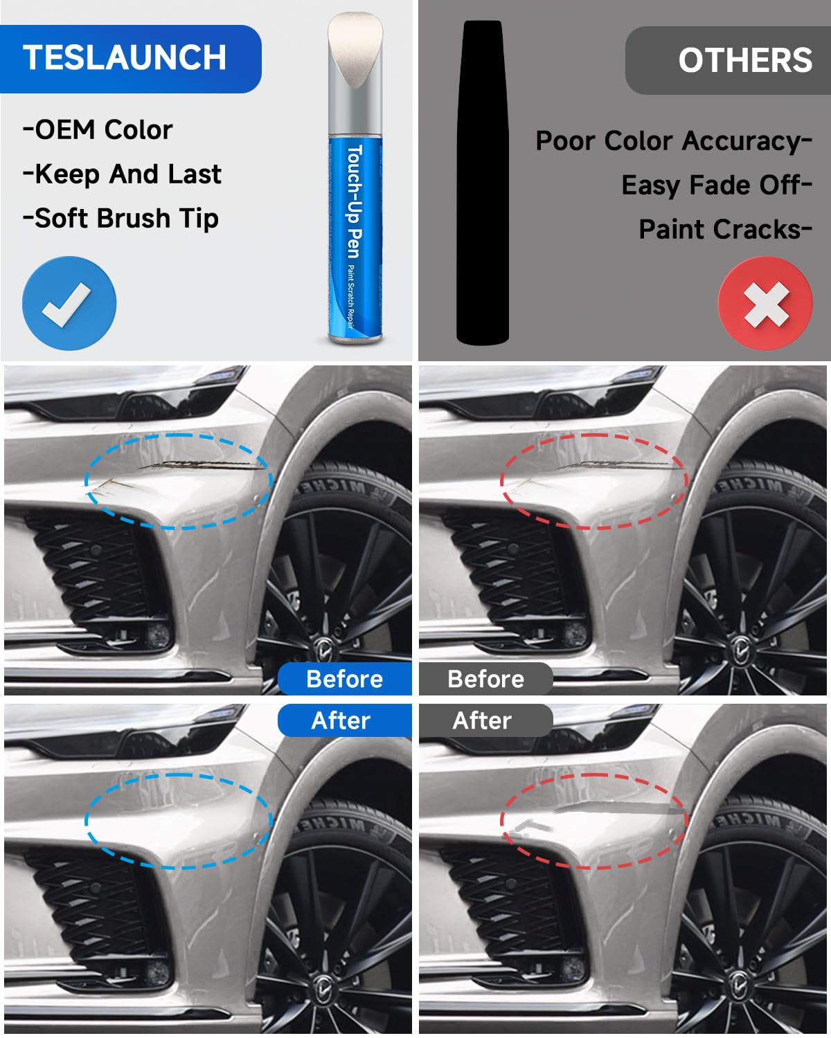 TESLAUNCH Touch Up Paint 4U7 Satin Cashmere Metallic 0.41 Fl Oz Compatible with Lexus ES350/RX350/RX240 Car Scratch Repair