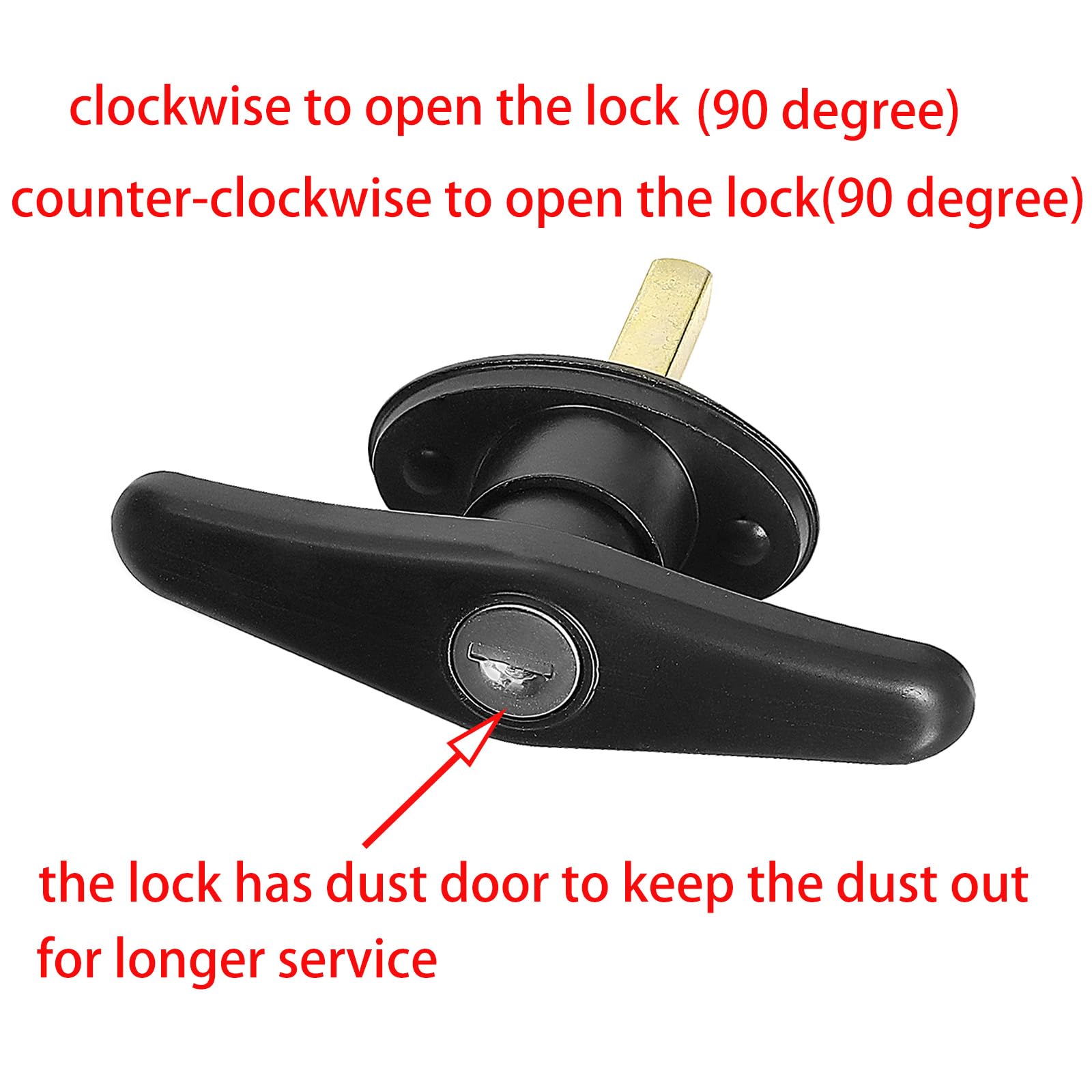 Wedelweib T-Handle For Truck Camper Shell Truck Cap Locking T-Handle With Dust Cover For Truck Canopy-2 Pack Clockwise And Count