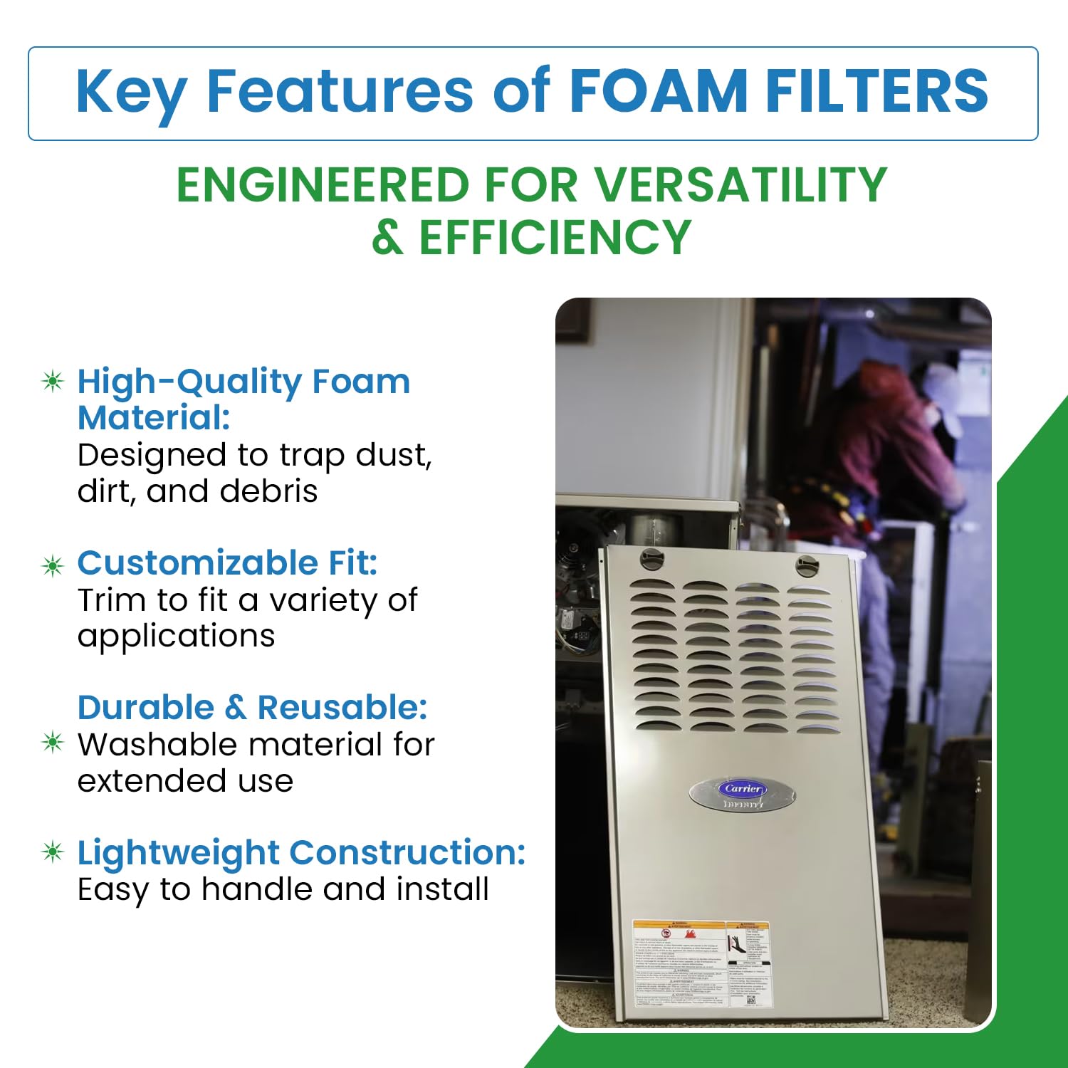 Coleman Compatible 67983751 Replacement Rv Ac Foam Filter - 16-1/8 X 16-1/8 X 1/4-1 Pack