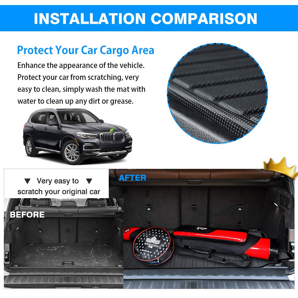 Powerty Cargo Mat for BMW X5 2019-2025, TPE Heavy-Duty, All Weather Trunk Liner, Fits Without Luggage Kit, Black
