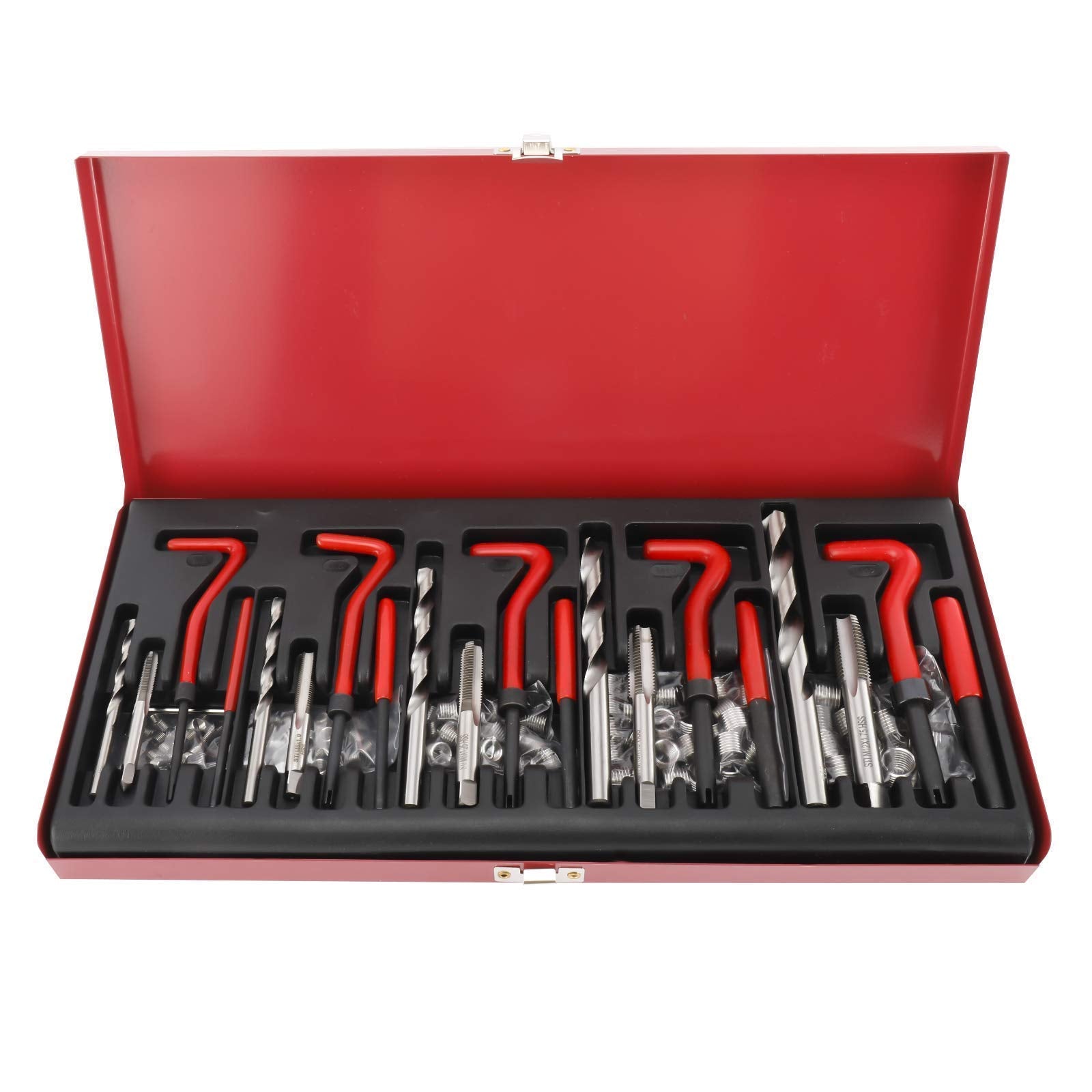 KUNTEC 131Pcs Stripped Thread Repair Kit Rethreading Recoil Helicoil Repair Tool Set Metric M5 M6 M8 M10 M12