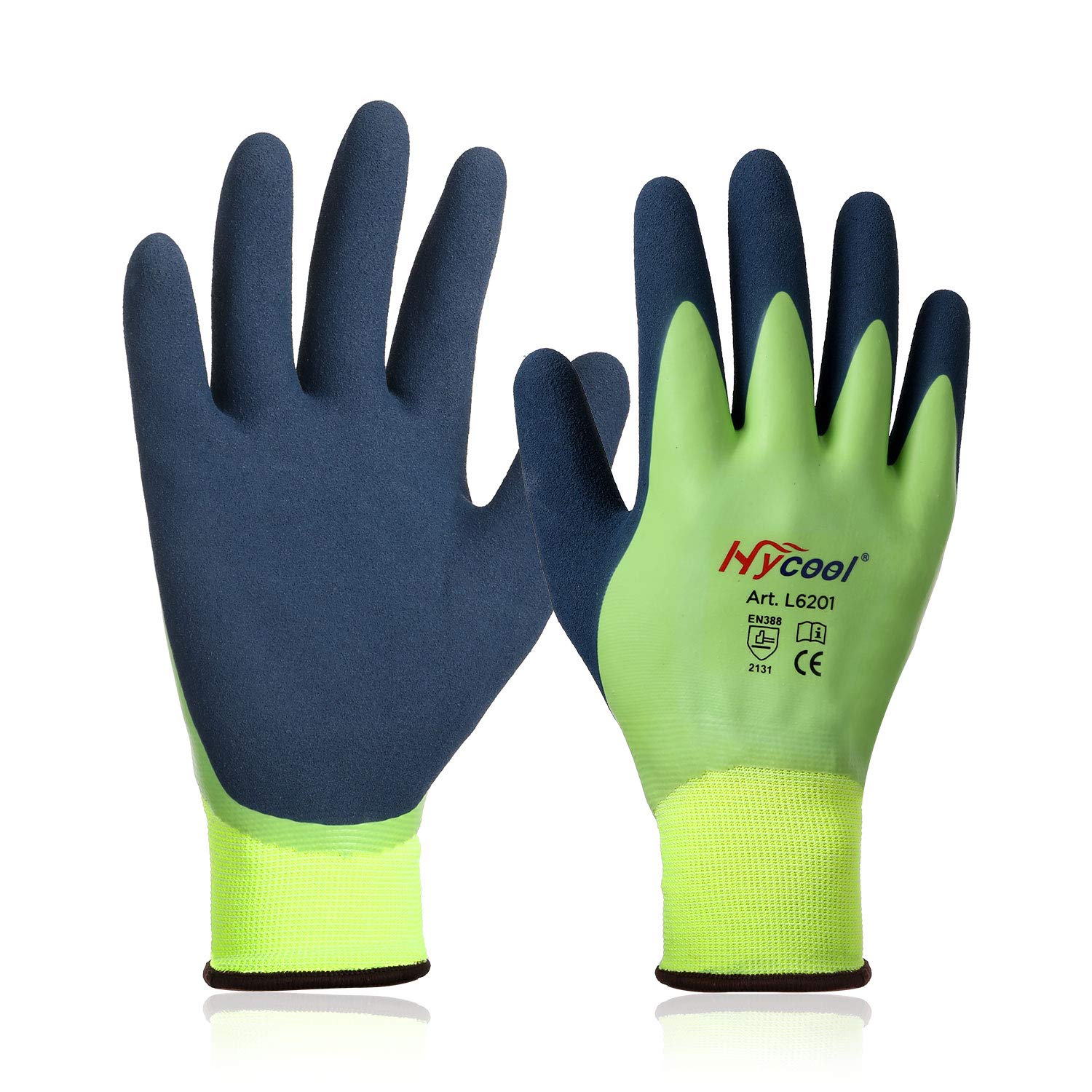 DS Safety Waterproof Work Gloves Hycool Grip Working Gloves 1 Pair(L,Green)