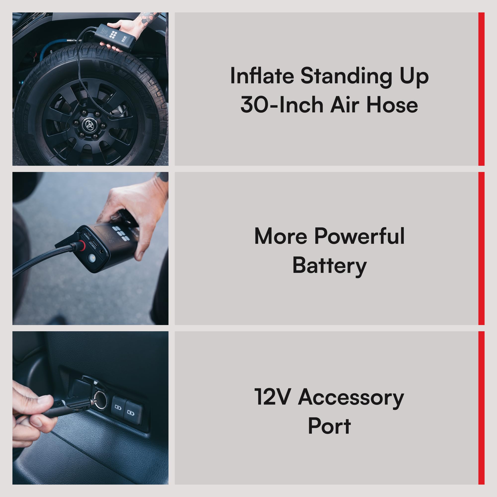 VIAIR EVC31 PRO Portable Air Compressor - Rechargeable, Dual Power, LED Gauge - Black/Gray, Ideal for SUVs, Trucks, Cars, Motorcycles, E-bikes