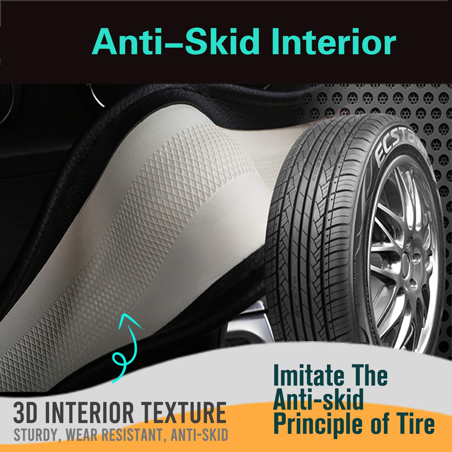 Pinctrot D Shaped 14.5-15 Inch Steering Wheel Cover Great Grip With 3D Honeycomb Anti-Slip Design, Flat Bottom 14.5-15 Inch (Win