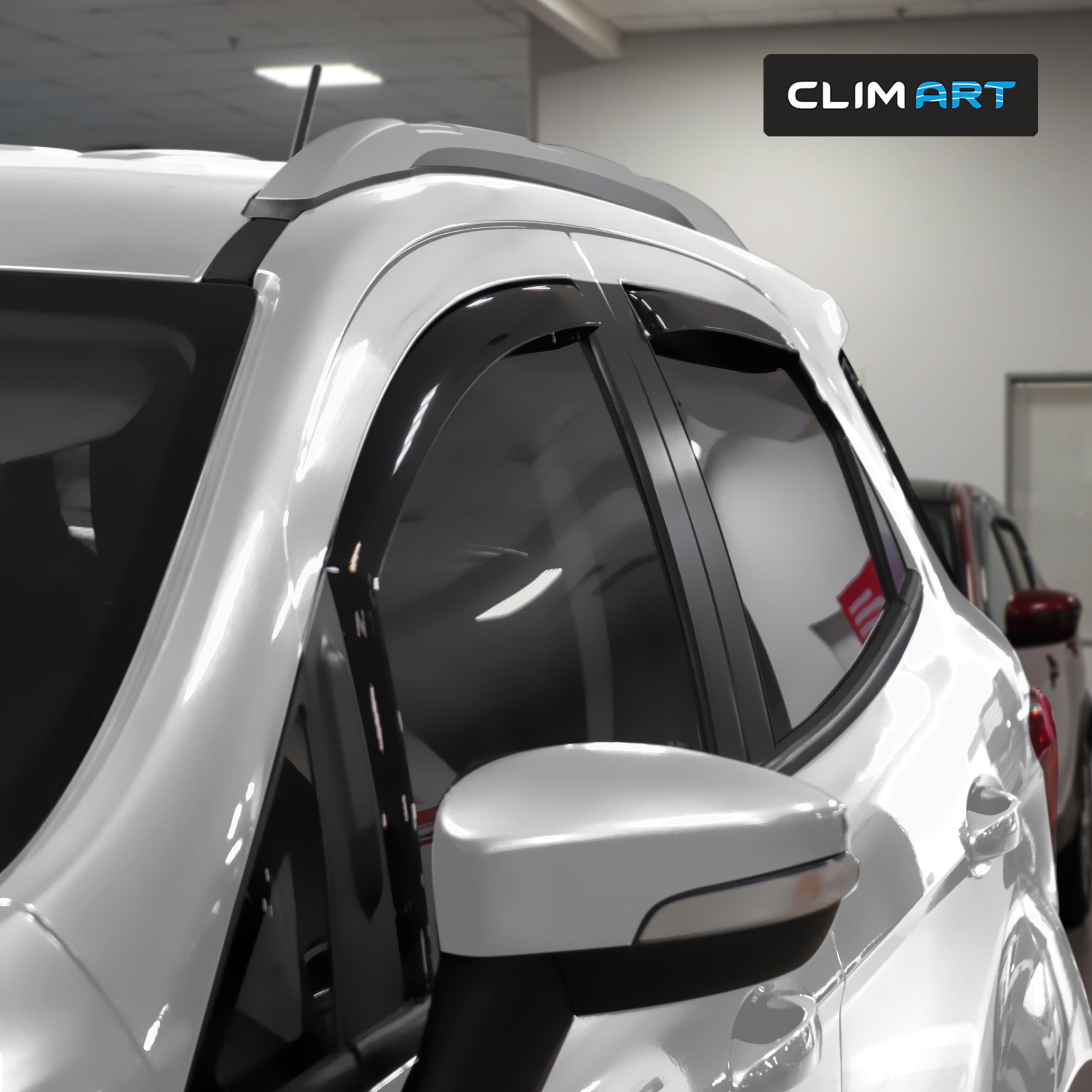 CLIM ART Rain Guards for Ford EcoSport 2018-2022, Durable Polycarbonate Window Deflectors, 4 pcs, Model 615274
