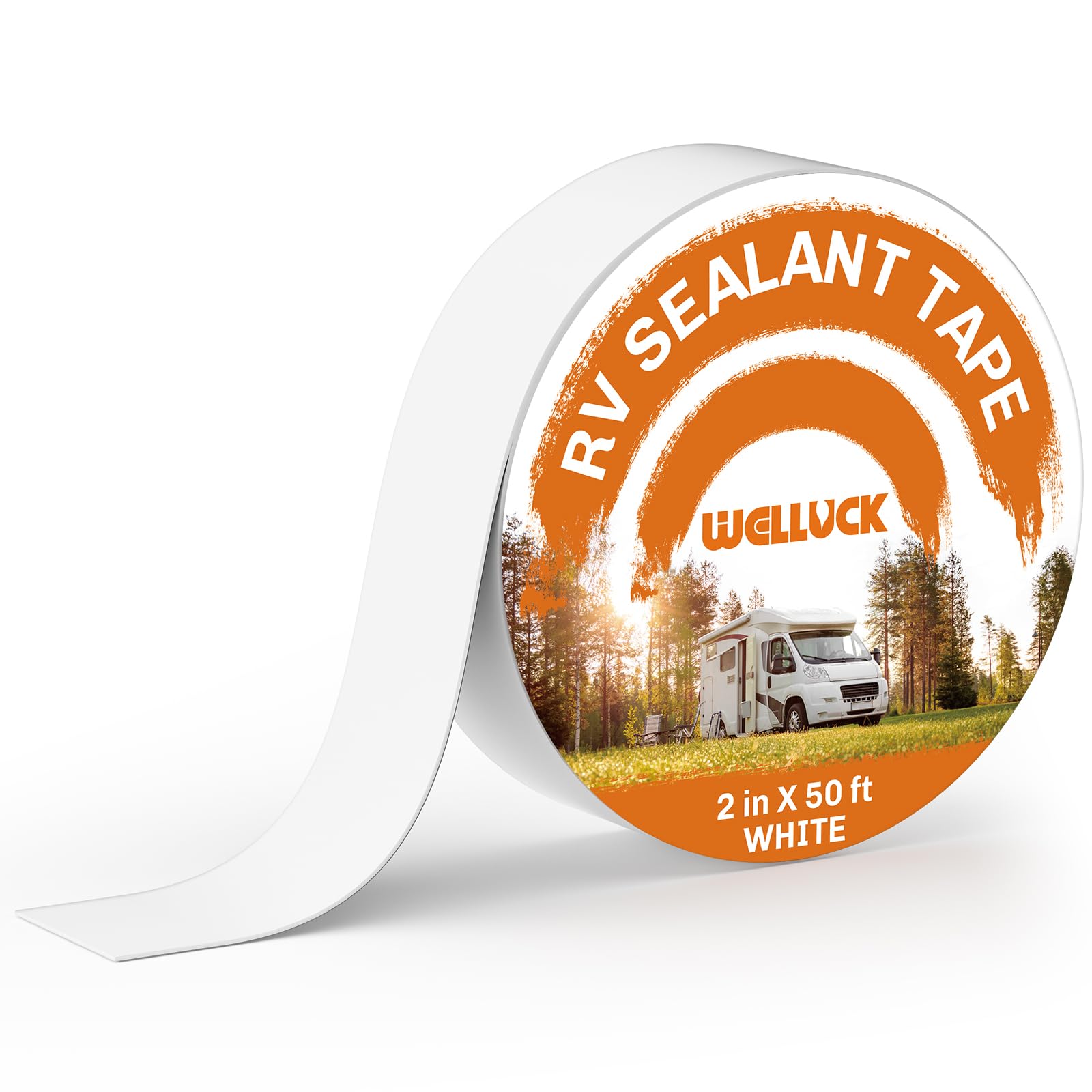Welluck Rv Roof Tape Sealant Roofing Tape, 2 Inch X 50 Foot Natural White Rv Tape For Roof Repair Camper Trailer Boat Sealing Le