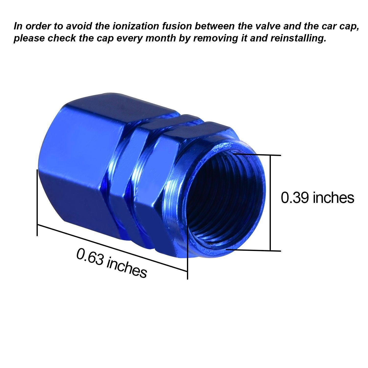 Eboot 8 Pieces Tire Stem Valve Caps Wheel Valve Covers Car Dustproof Tire Cap, Hexagon Shape (Blue)
