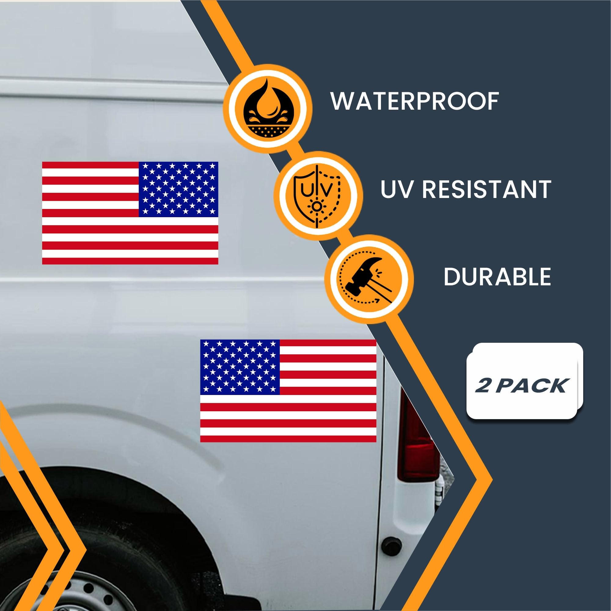 Magnet Me Up American Flag And Reversed American Flag Automotive Magnets, 7X12 Inches, Opposing 2 Pack, Heavy Duty Magnetic Viny