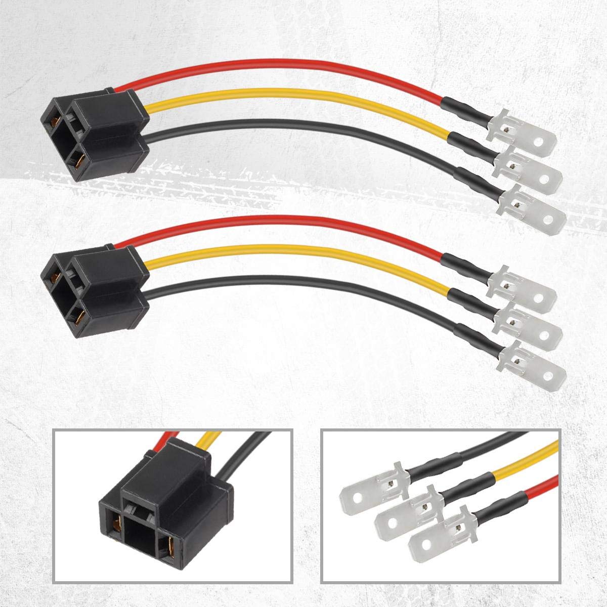 Partsam H4 9003 HB2 Wiring Harness Sockets for Sealed Beam Headlights, 2PCS, H4 to 3 Pins Adapters, Heavy Duty, Model 13