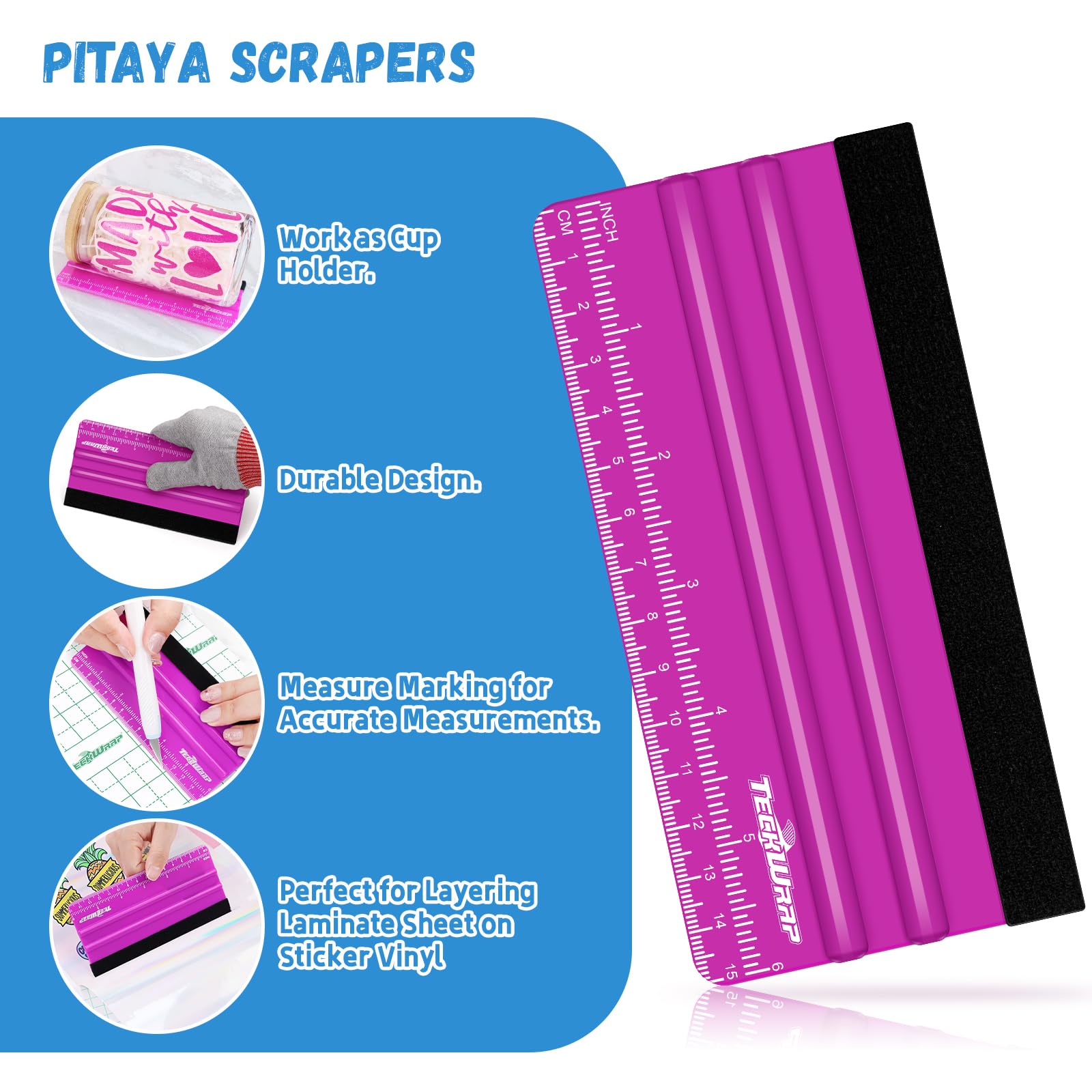 Teckwrap 2 Pcs Professional Felt Squeegee For Vinyl Stickers & Wallpaper - Scratch - Free (Neon Green)