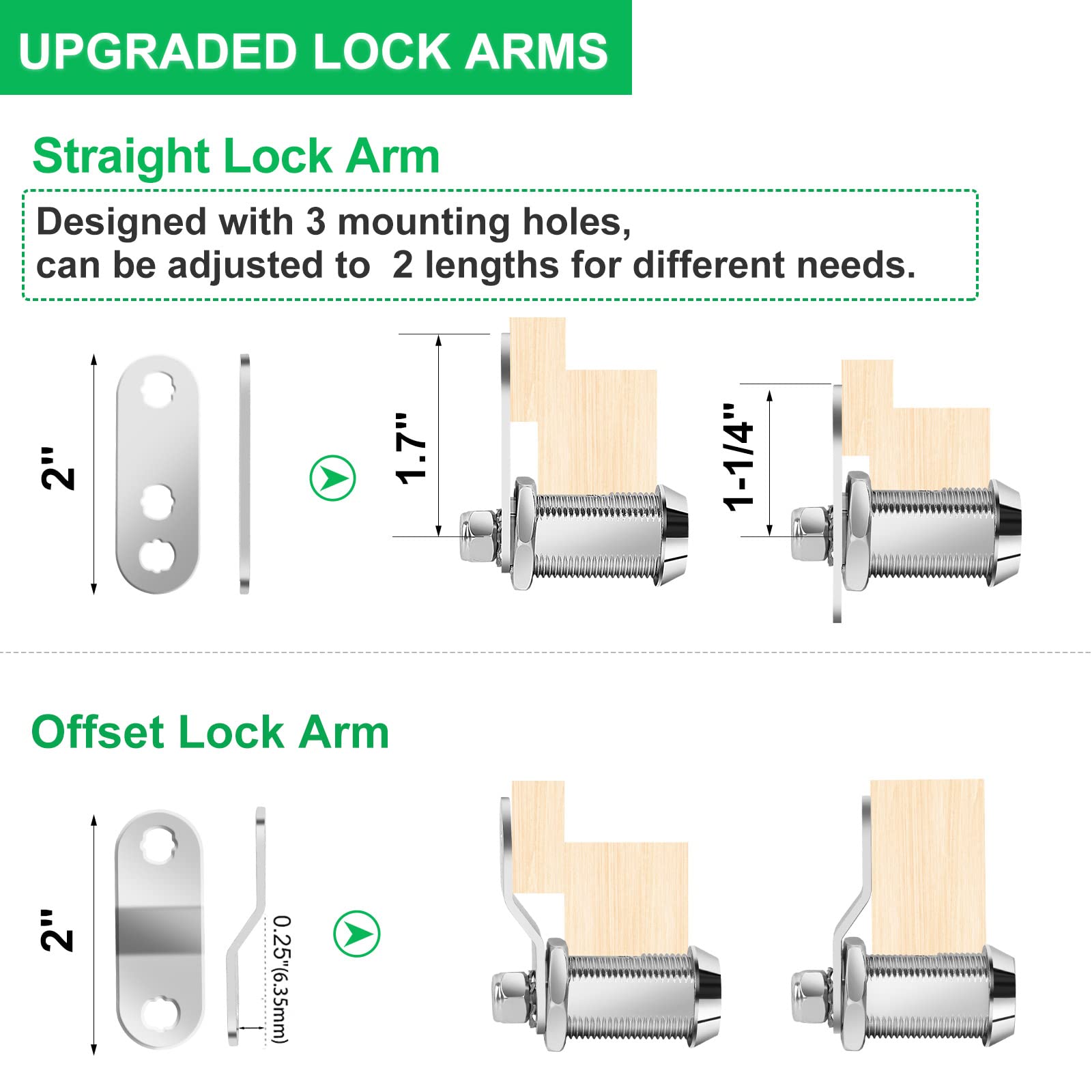 5 Pack Tool Box Lock With Keys, 5/8' Cabinet Lock Cam Lock Keyed Alike, Toolbox Lock Replacement For Mailbox Rv Storage Door With Manual, Zinc Alloy (5Pack,5/8 Inch)