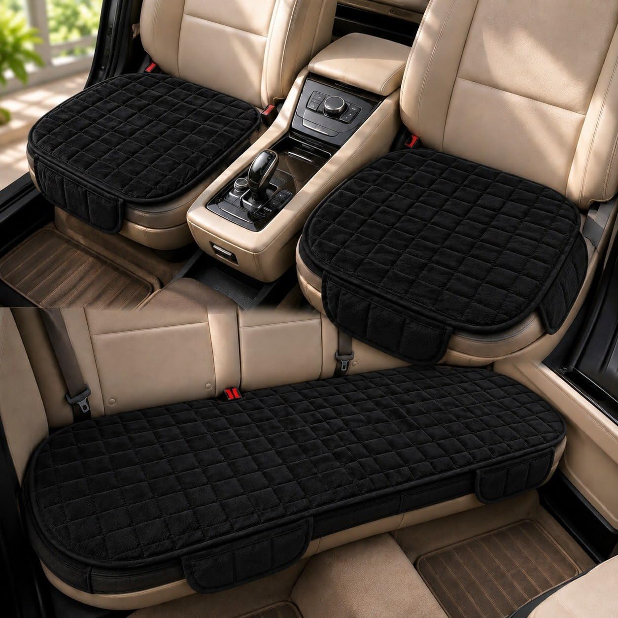 WEXSA Foam Car Seat Cushion Cover, Convertible Back Seat Extender & Travel Bed, Quilted Padded Seat Protector, Universal Fit for