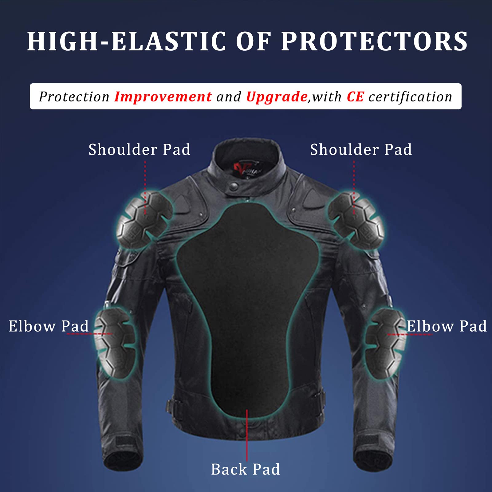 BORLENI Motorcycle Jacket Windproof Full Body Armor, XX-Large, Gray, Model D-020, Cotton/Mesh/Polyester