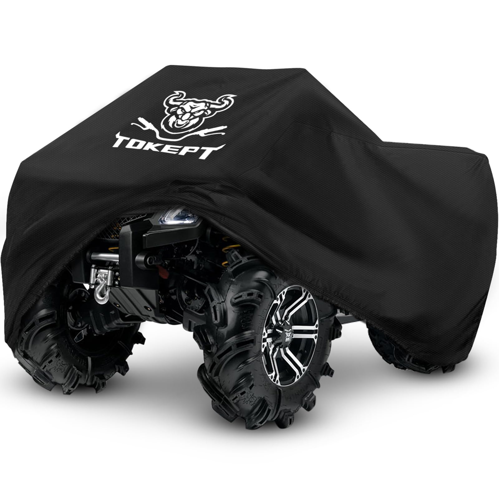 Tokept Atv Cover, Heavy Duty Black Waterproof Oxford Fabric Protective 4 Wheeler Quad Cover For 82'' Kawasaki Honda Polaris Yama