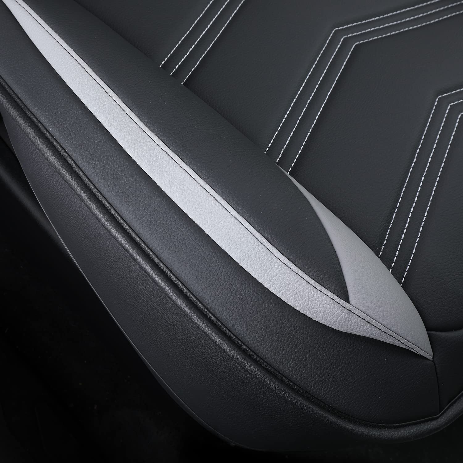 LUCKYMAN CLUB Tacoma Custom Seat Covers M9, Waterproof Faux Leather, 2005-2023, Black-Gray, Fit Double/Crew Cab SR5 TRD
