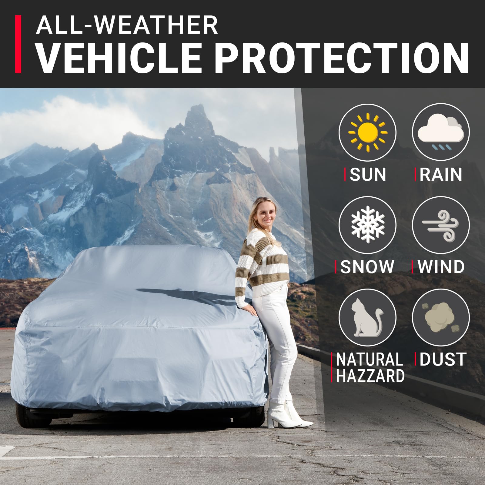 Icarcover Custom Car Cover For Oldsmobile Cutlass 2-Door, 4-Door, Waterproof All-Weather Rain Snow Uv Sun Protector Full Exterio