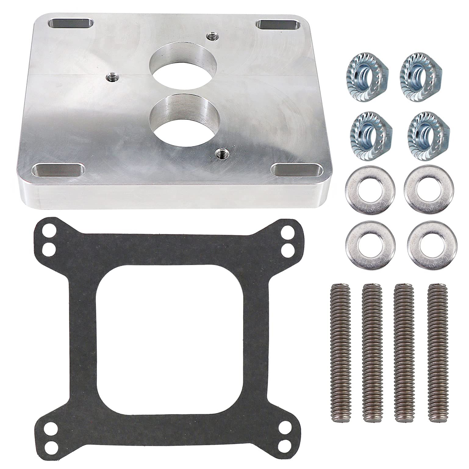 Tektall Intake Manifold Adapter for TBI 5.7 350, 1.75" Bore, 1" Thick, Durable Alloy, Fits 4-Barrel Manifold