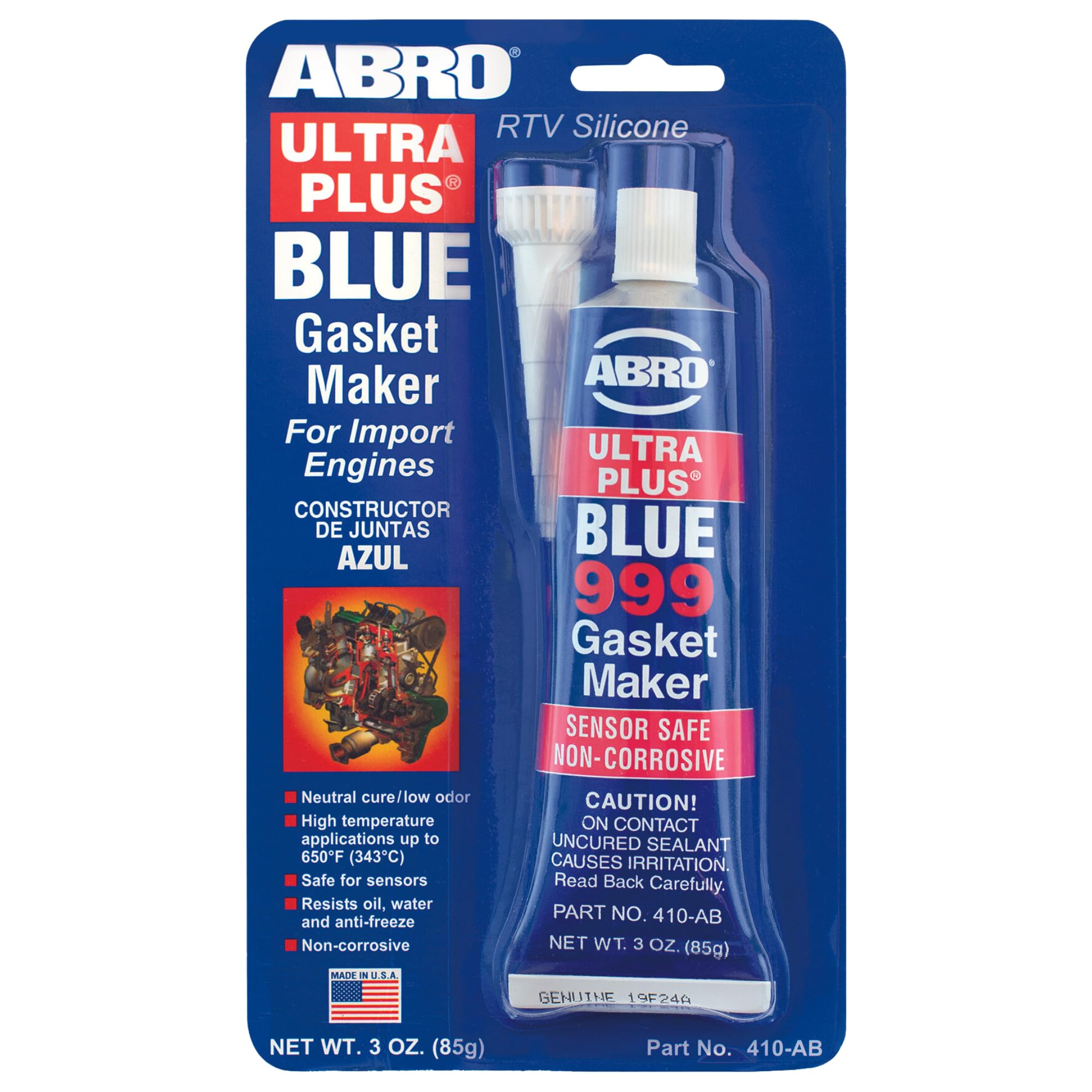 Abro Ultra Plus 999 Rtv Silicone Sealant And Gasket Maker, For Import Engines, Sensor Safe, Non-Corrosive, High Temp Silicone Se