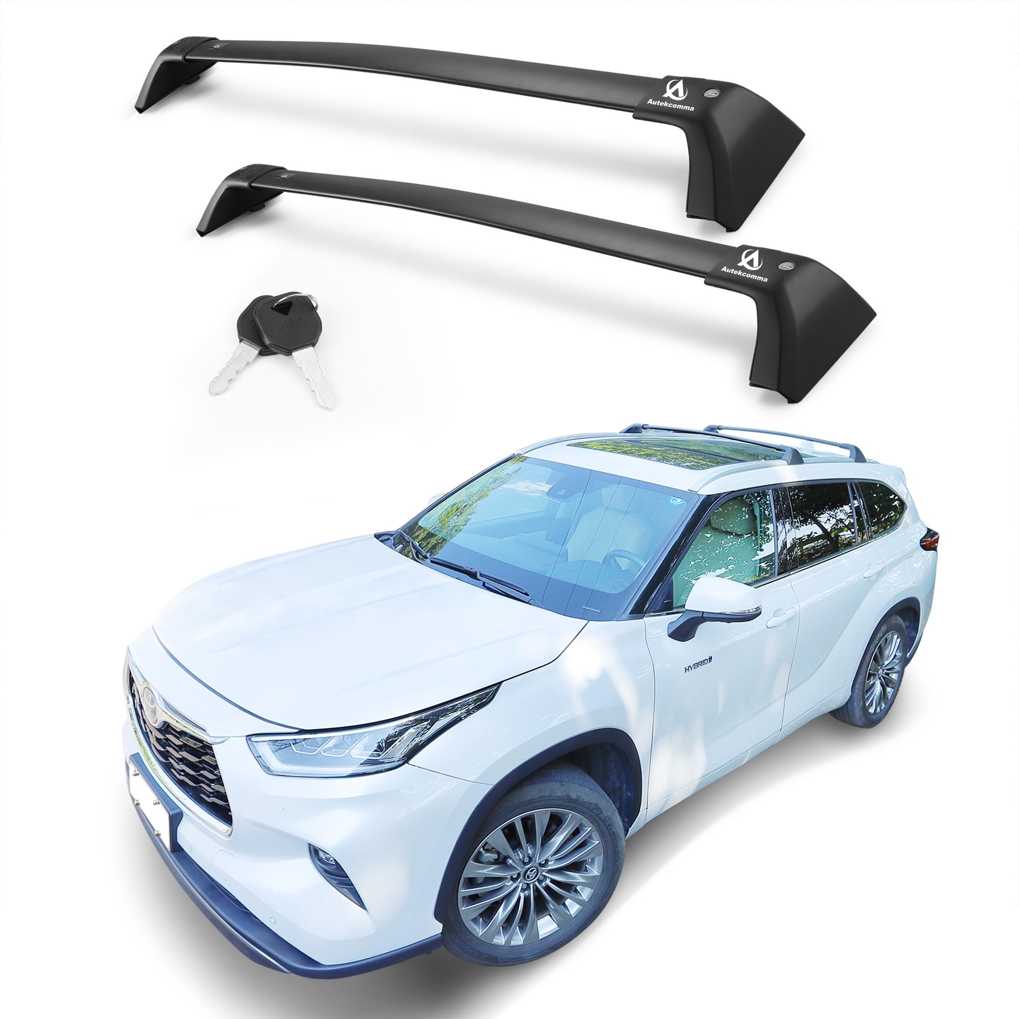 Autekcomma Heavy Duty Roof Rack Cross Bars Replacement For Toyota Highlander 2020-2024(Not Fit Le Models & Grand Highlander),Anti Theft Mechanism Lock With Max 260 Lbs Loading Weight Crossbars