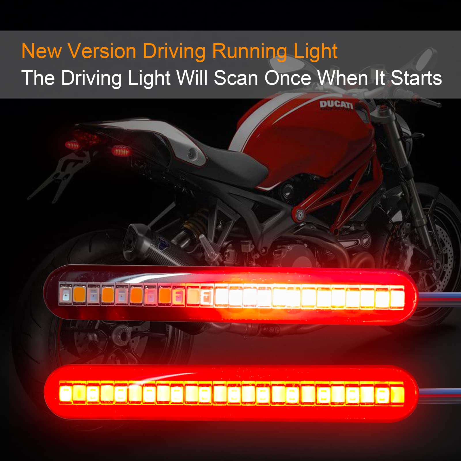 Kinstecks 2PCS Motorcycle Indicators Flowing Turn Signal Lights Driving Light License Plate Light for Motorcycle Motorbike LED A