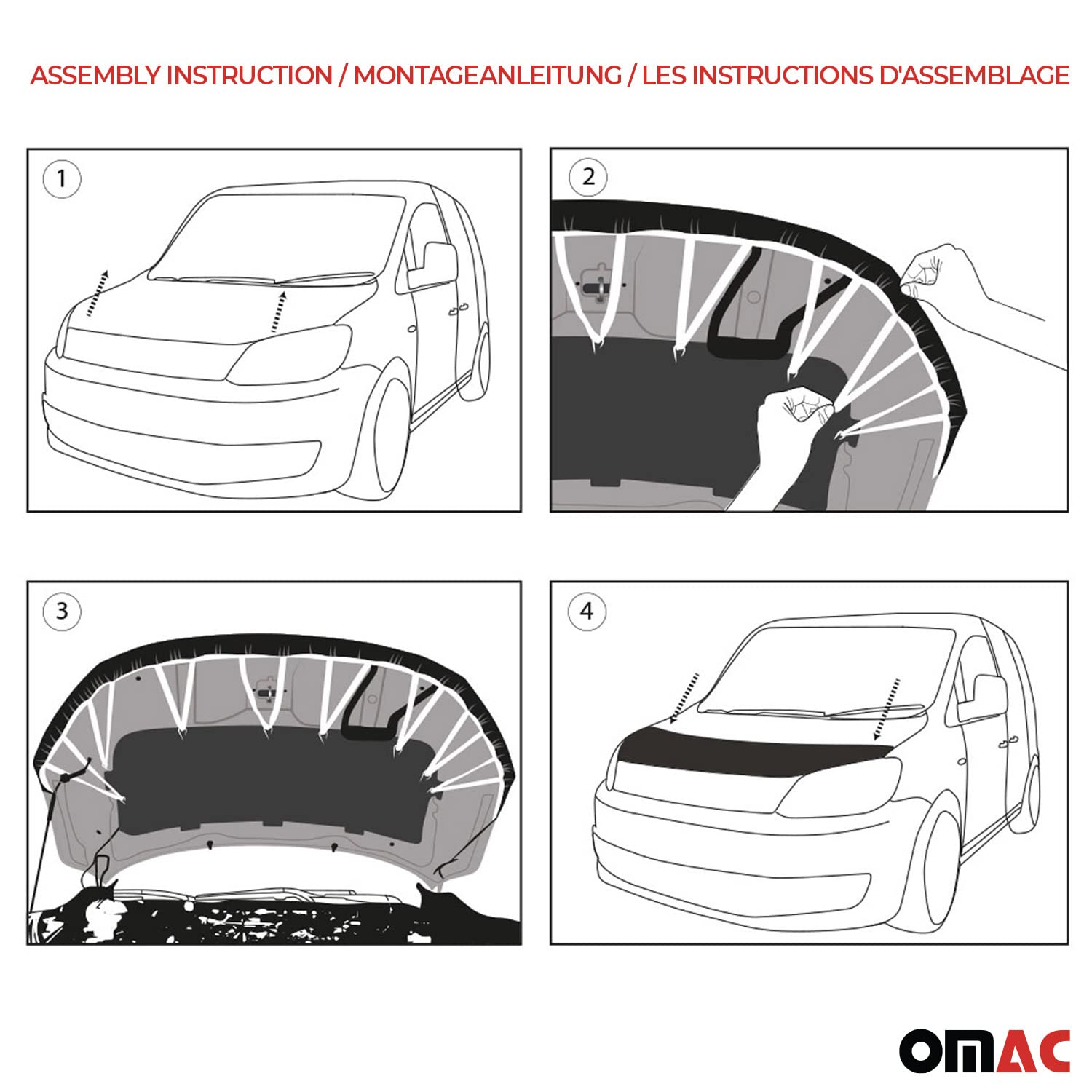 Omac Car Bonnet Mask Hood Bra For Volvo Xc90 2016-2024 Carbon Black 1 Pc