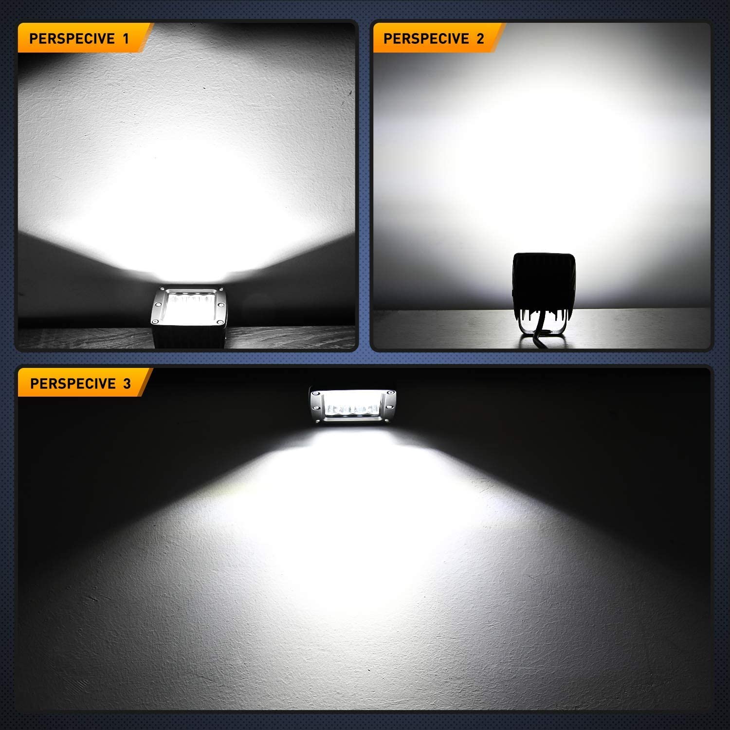 Nilight 2Pcs 3 Inch Led Pods Cubes 2 - 25 Inch Tow Hitch Mounting Brackets Led Backup Reverse Lights Rear Search Light Bar Wirin