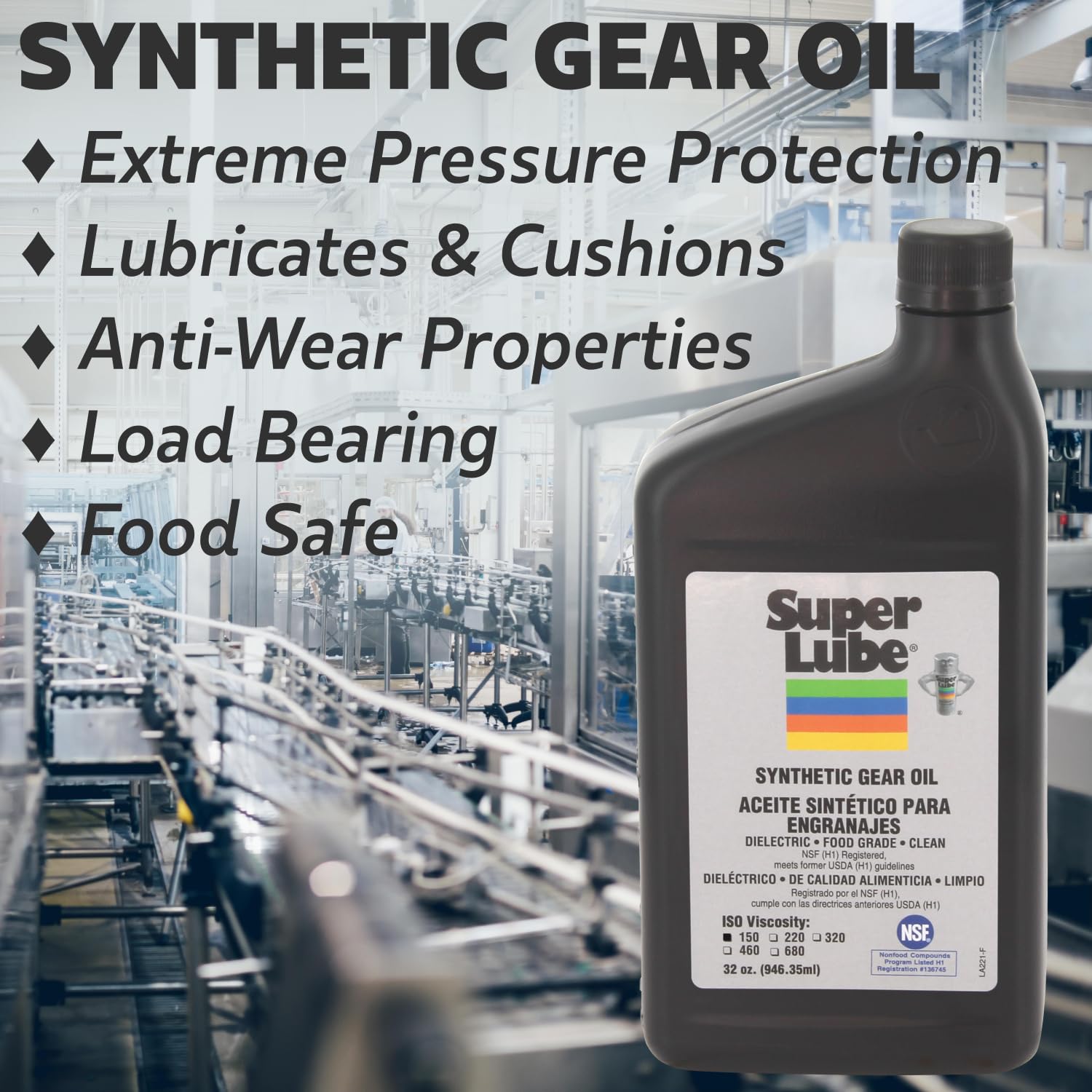 Bottle Super Lube Synthetic Gear Oil Iso 220 1 Quart. - Lot Of 12