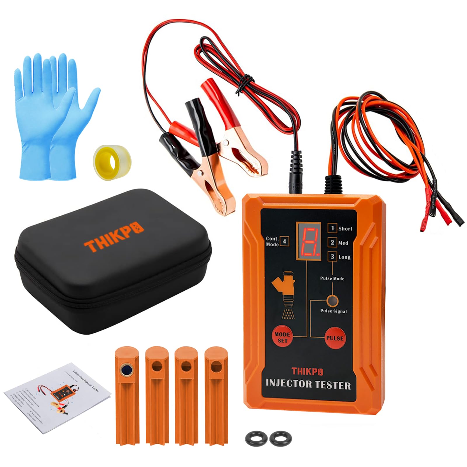 THIKPO Universal Fuel Injector Tester and Cleaner Tool Kit, DIY Cleaning Tool Kit, 8 Pulse Modes, 4 Wire Dual Channel for 2 Fuel