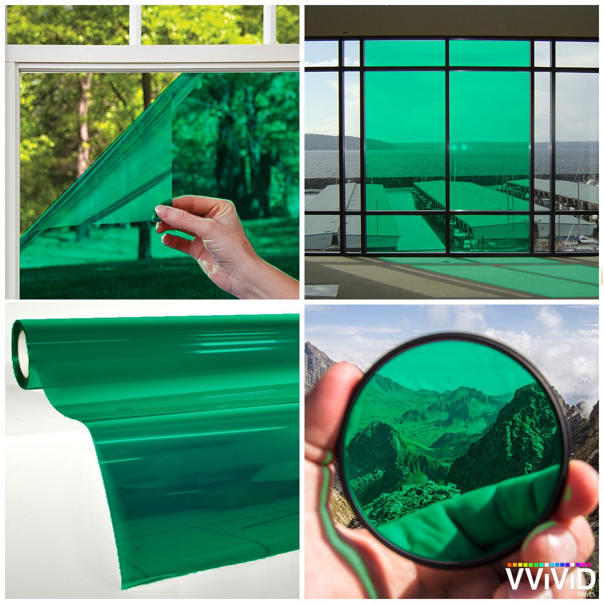 Vvivid Transparent Colorful Vinyl Window Tinting Sheets (1.49Ft X 5Ft, Green)