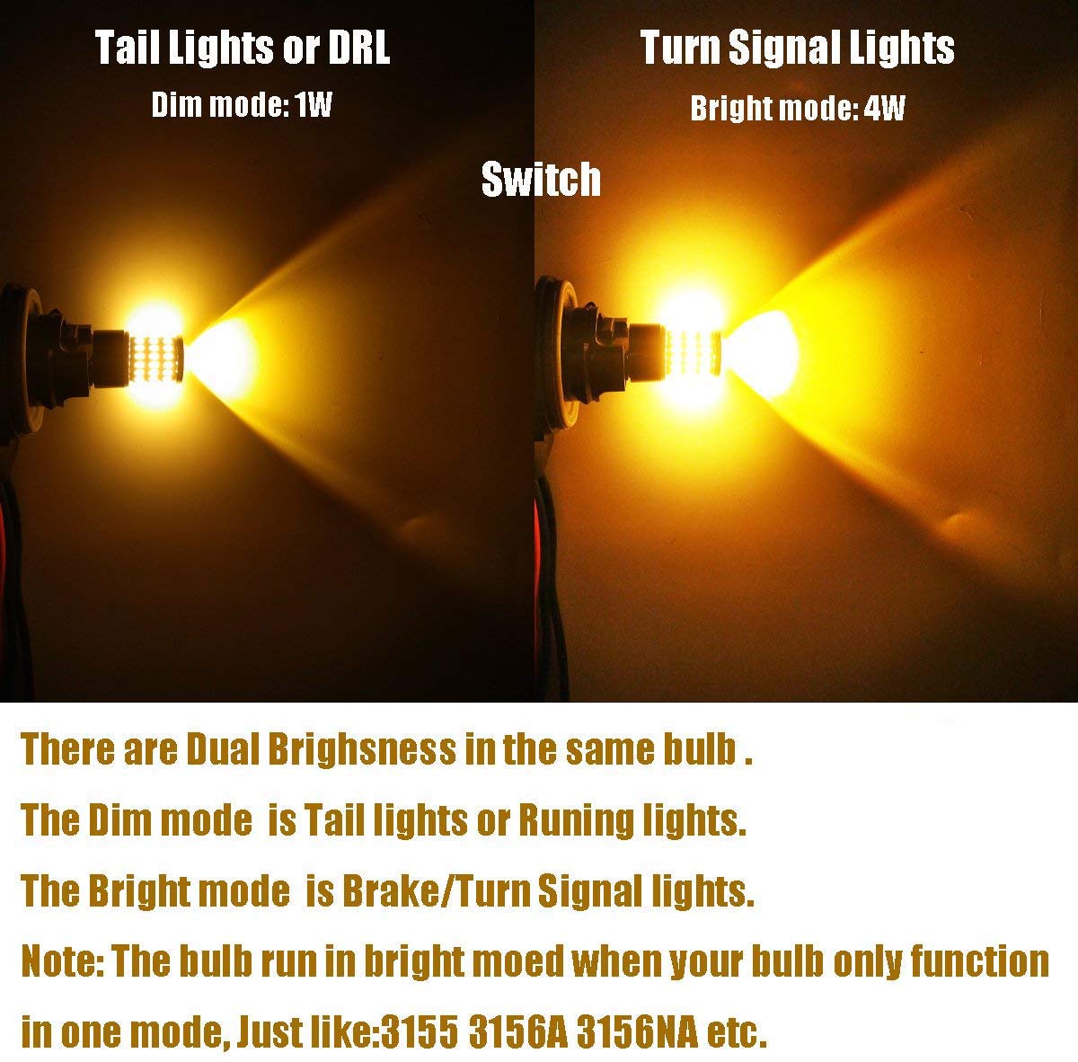 Ibrightstar 3157 Led Bulb Amber Yellow, 3157A Led Turn Signal Bulbs Super Bright For Rear Front Turn Signal Blinker Lights Brake