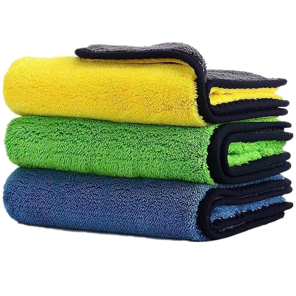 VEDORA SALES Microfiber Cleaning Towel Pack of 3 (75 GSM) | Ultra Soft & High Absorbent Cloth | Multipurpose for Kitchen, Car, H